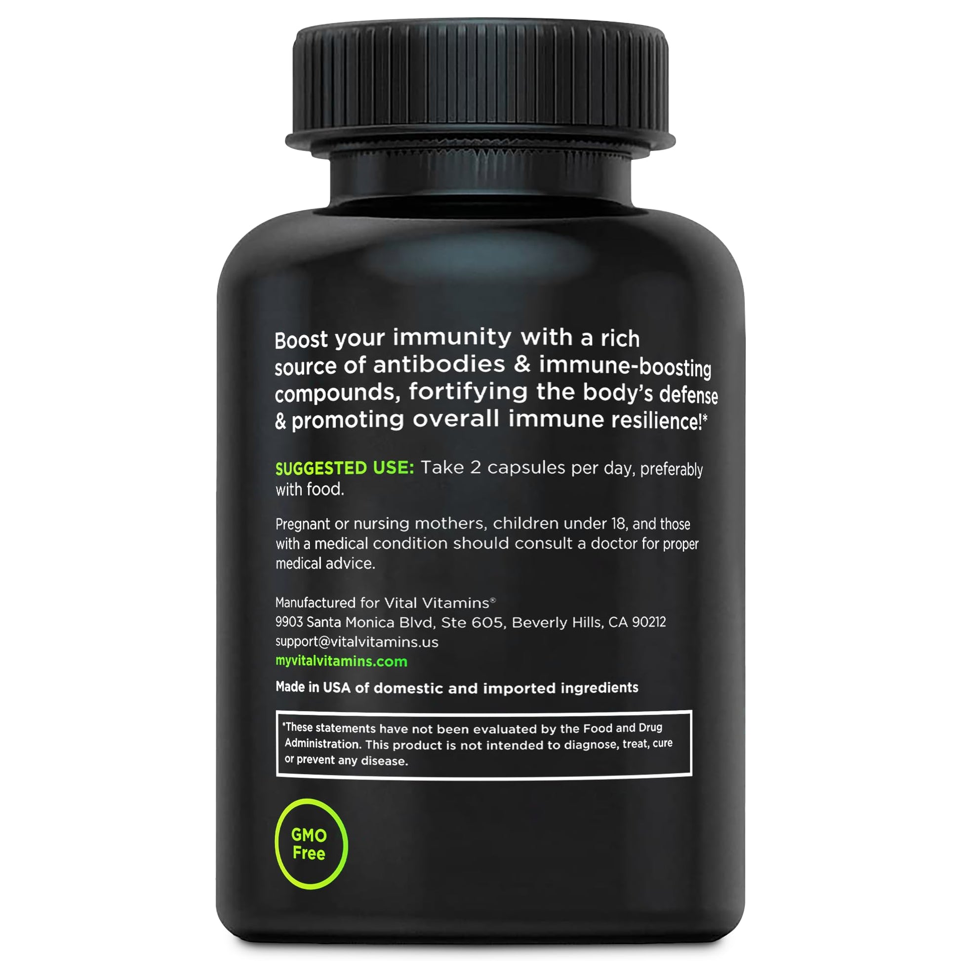 Vital Vitamins Colostrum Supplement - Vitamin C, Zinc, & Selenium - from First Milking - Standardized to Contain 10% IgG Immunoglobulins - Grass-Fed American Cows - 60 Capsules Vital Vitamins uk supplements