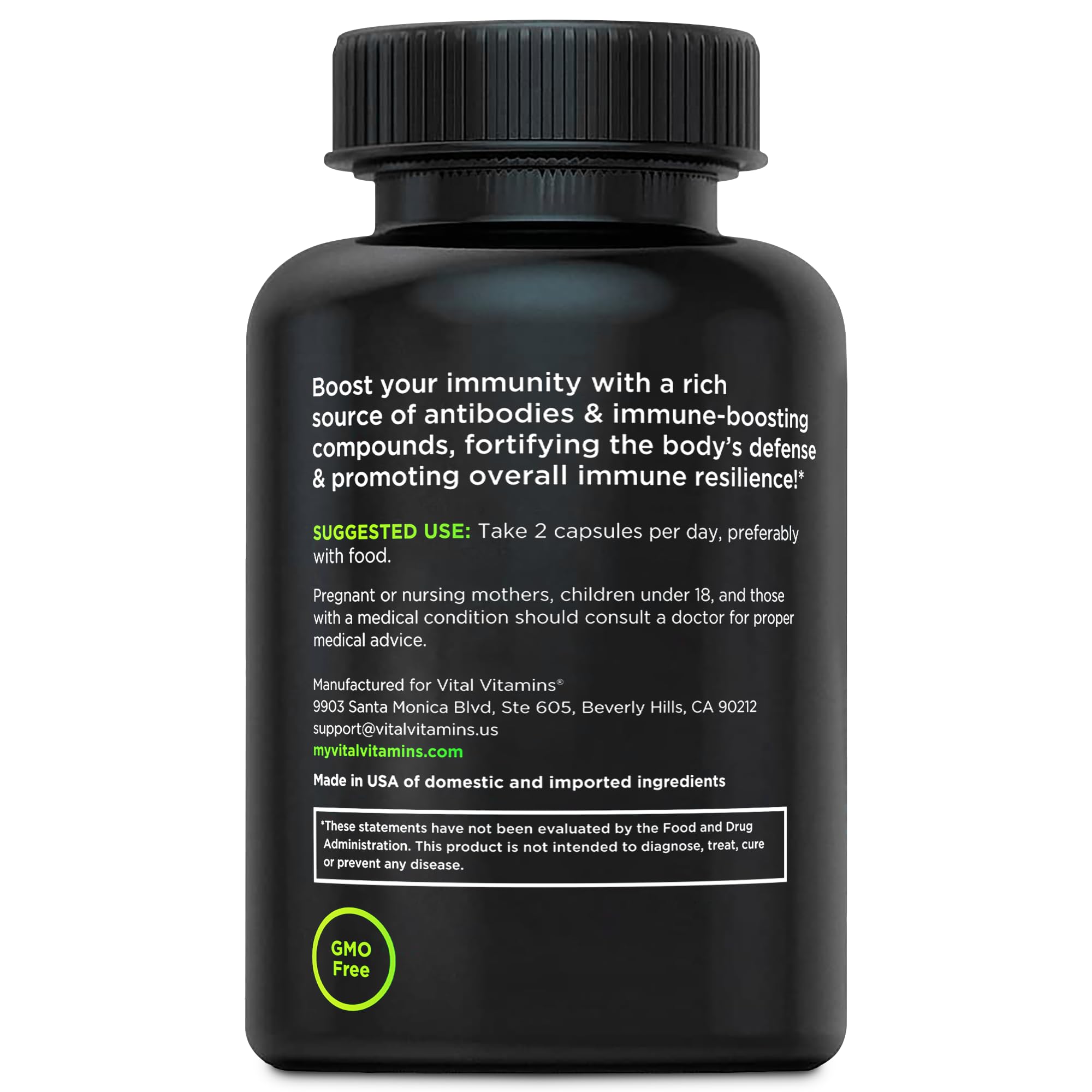 Vital Vitamins Colostrum Supplement - Vitamin C, Zinc, & Selenium - from First Milking - Standardized to Contain 10% IgG Immunoglobulins - Grass-Fed American Cows - 60 Capsules Vital Vitamins uk supplements
