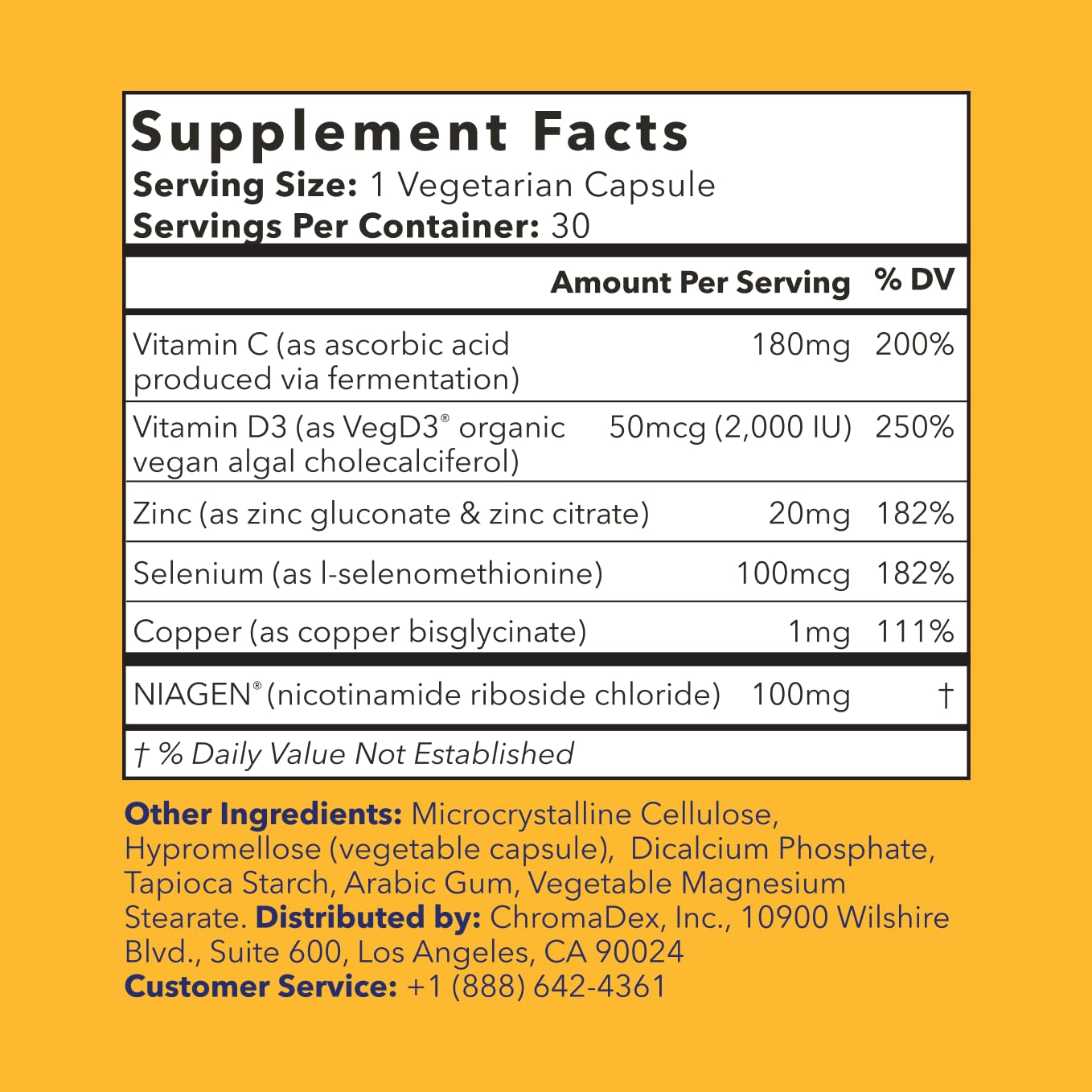 TRU NIAGEN NAD+ Immune Support Supplement - Daily Defense - Vitamin C, Vegan D3 2000 IU, Zinc, Selenium, Copper + 100mg NAD Plus Boosting Niagen NR - 30 Capsules TRU NIAGEN uk supplements