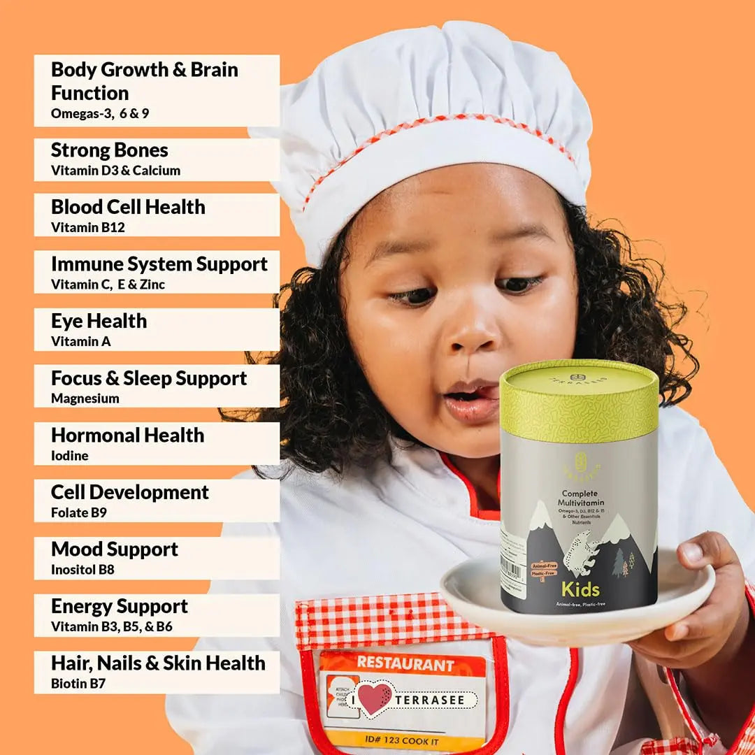 Terraseed Complete Kids Multivitamin Gummies - with Omega 3,6,9, Vitamin B12, Folic Acid, Iodine, Vitamin C, Zinc - Kids Daily Essential Vitamins Terraseed uk supplements