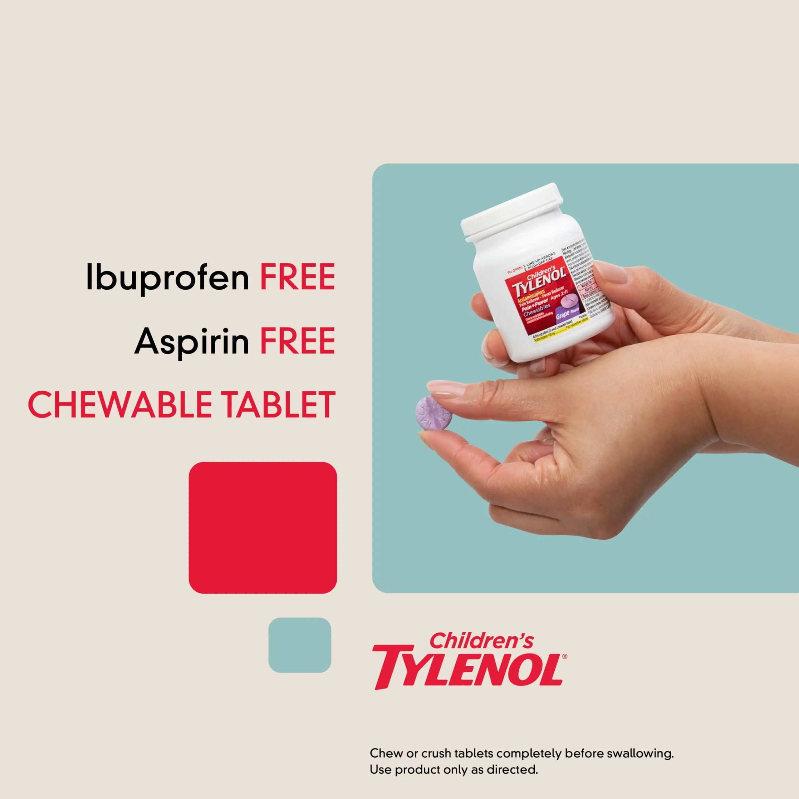 Children's Tylenol Chewables with 160 mg Acetaminophen, Pain Reliever & Fever Reducer for Kids' Cold + Flu Symptoms, Headache, Sore Throat & Toothache, Aspirin-Free, Grape Flavor, 24 ct Tylenol uk supplements