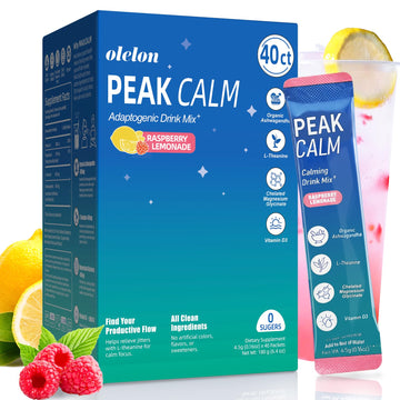 40 Count Super Cortisol Calm Drink with Magnesium Glycinate, Ashwagandha, L-Theanine & Vitamin D3 |Magnesium glycinate Powder for Relaxation, Focus & Sleep Support | Raspberry Lemonade | No Sugar OLELON uk supplements