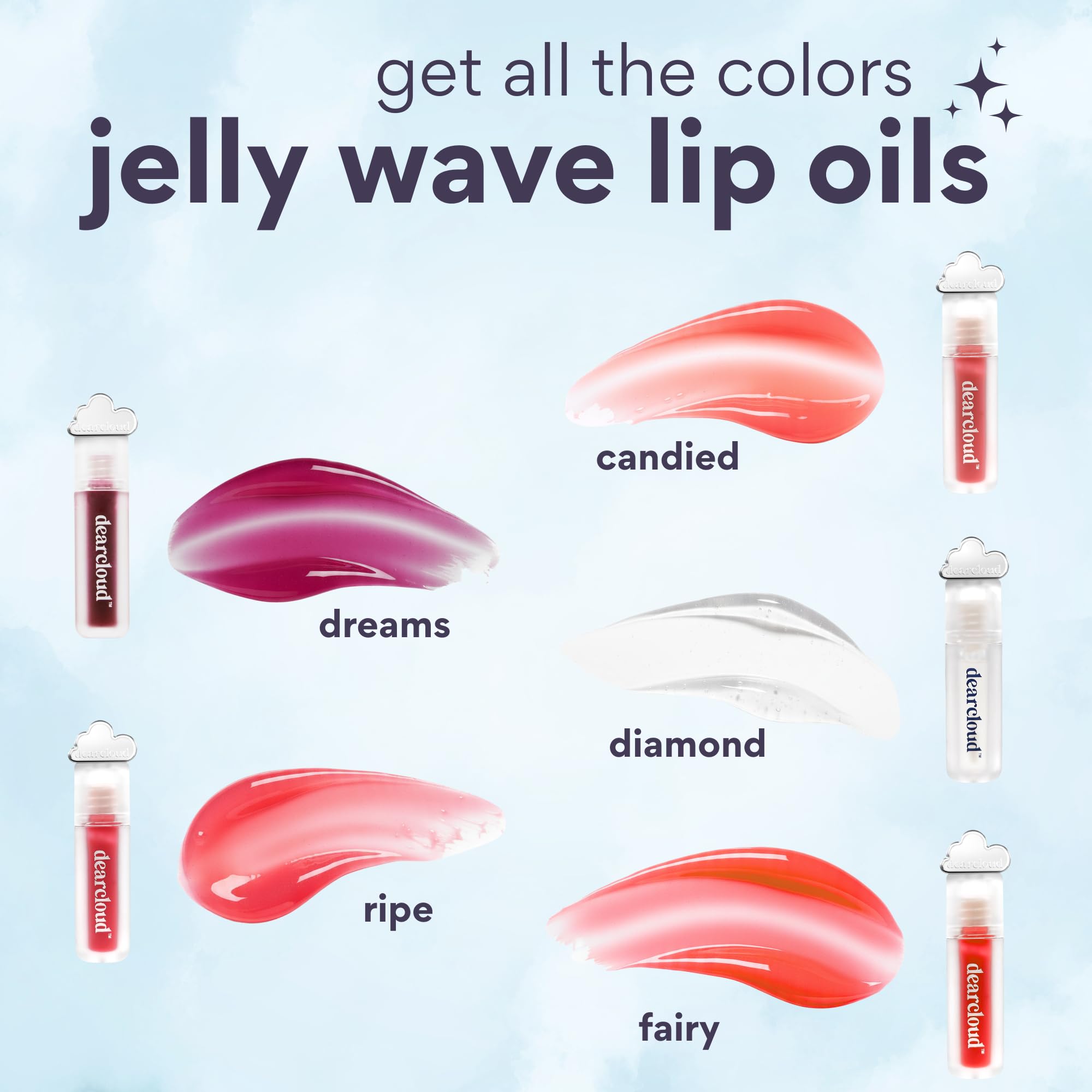 dearcloud Jelly Wave Lush Lip Oil – Clear Lip Gloss and Lip Gloss for Women - Korean skincare essential – Lip Oil for Women with Collagen - Diamond (0.13 oz) dearcloud uk supplements