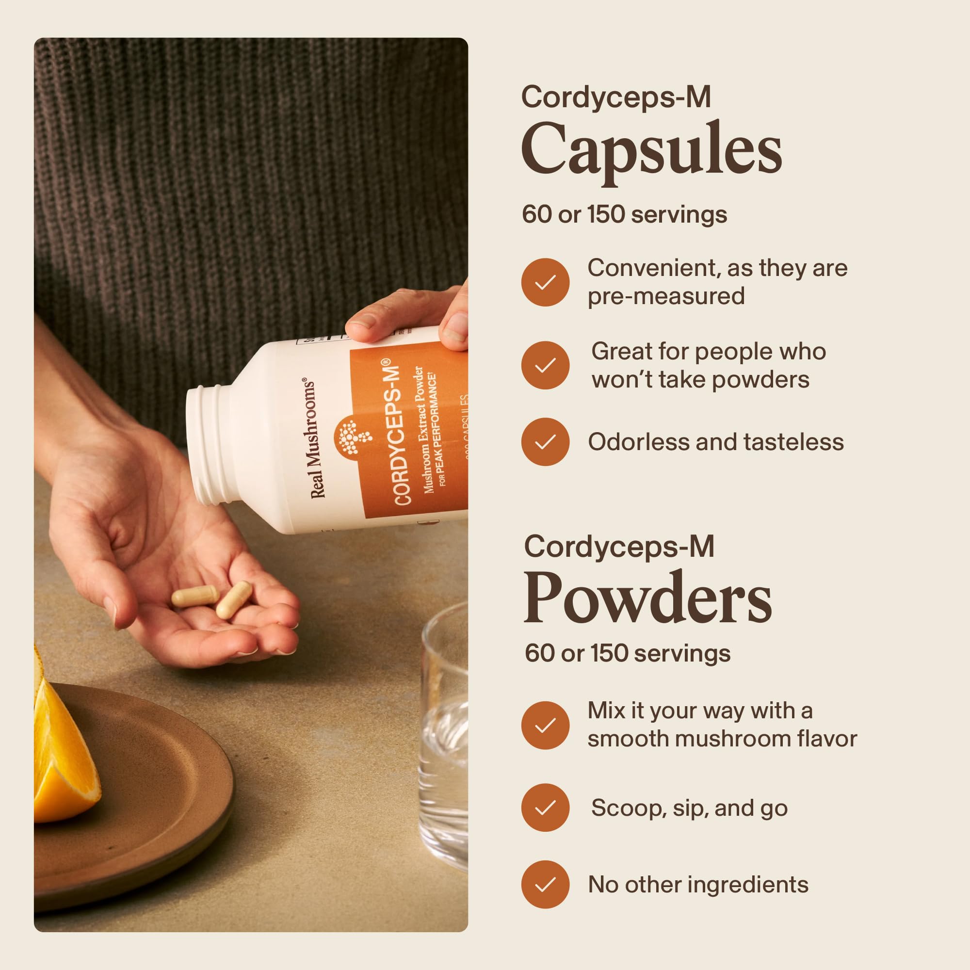 Real Mushrooms Supplement Capsules - Cordyceps Mushroom Powder Rich in Beta Glucans - Mushroom Pills Cordyceps for Energy and Performance - Vegan, Non-GMO, No Grain Fillers, 120 ct Real Mushrooms uk supplements