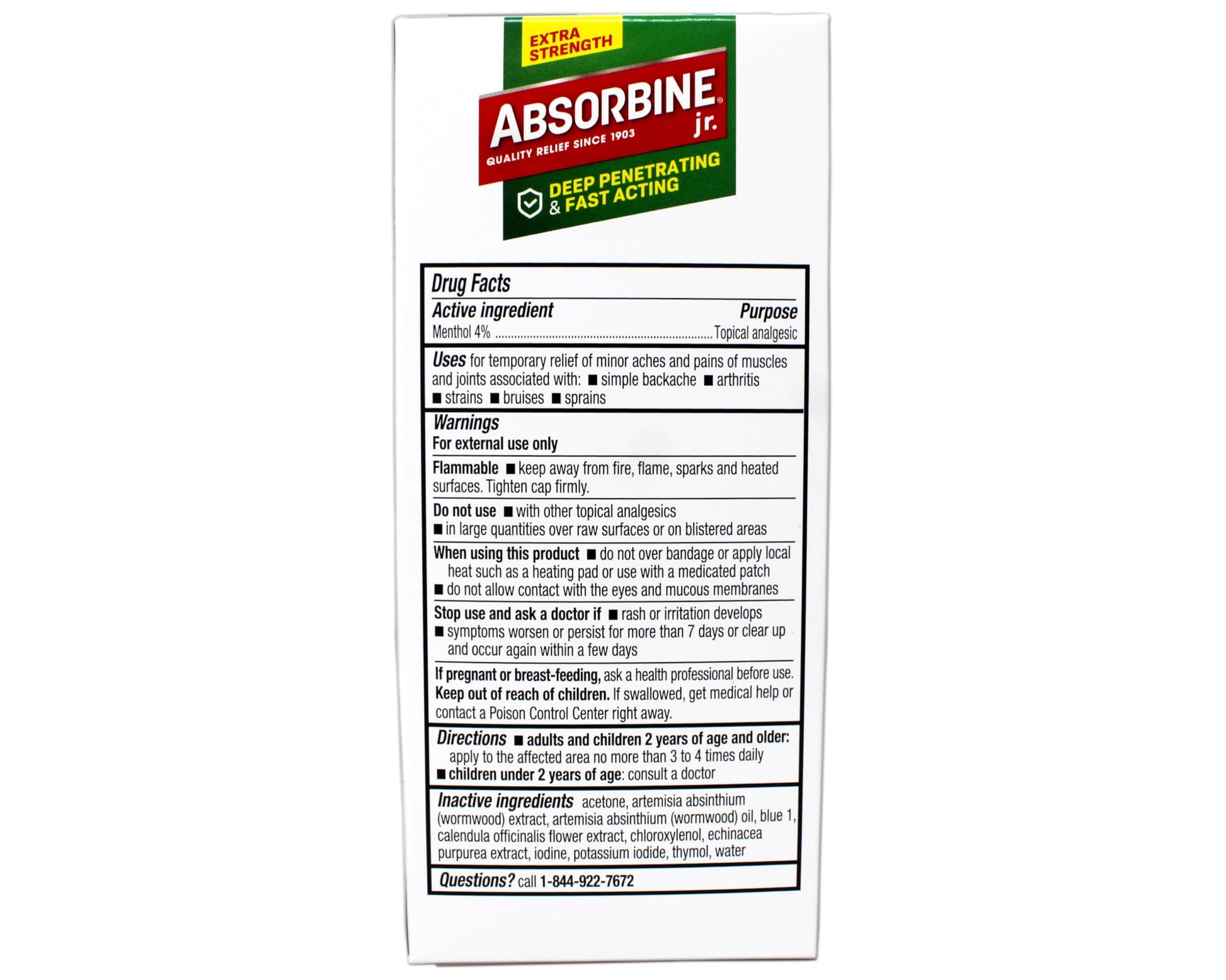 ABSORBINE JR. Extra Strength Pain Relieving Liquid, for Muscle, Joints, Arthritis Pain, with No-Mess Applicator, 4 Oz (Pack of 3) ABSORBINE JR. uk supplements