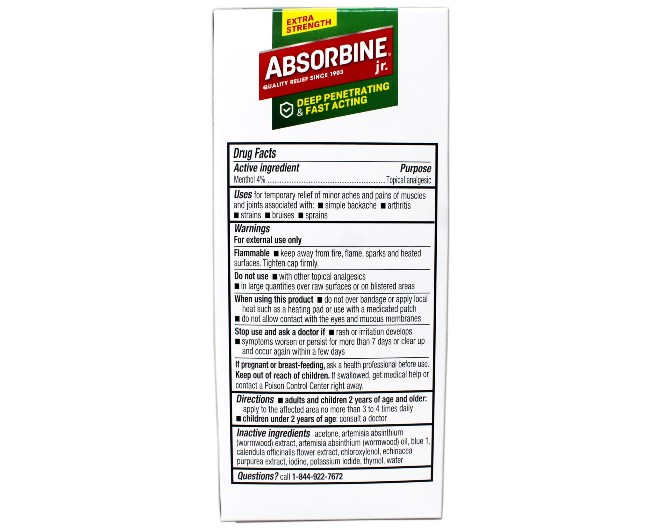 ABSORBINE JR. Extra Strength Pain Relieving Liquid, for Muscle, Joints, Arthritis Pain, with No-Mess Applicator, 4 Oz (Pack of 3) ABSORBINE JR. uk supplements