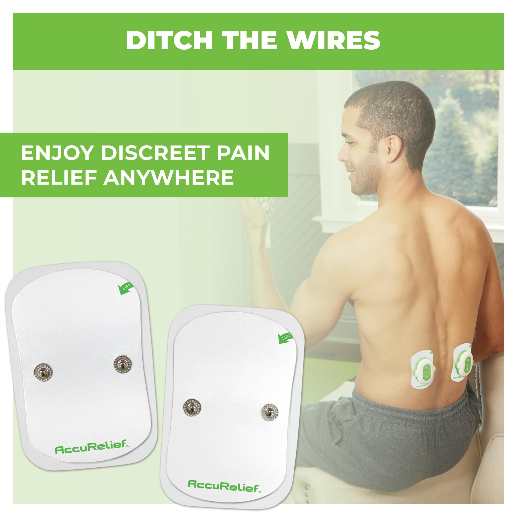 AccuRelief Wireless TENS Electrotherapy Pain Relief System Supply Kit (Packaging May Vary), Works with AccuRelief Wireless Remote Control TENS Device (ACRL-9000), 2 Pair (Pack of 1) AccuRelief uk supplements