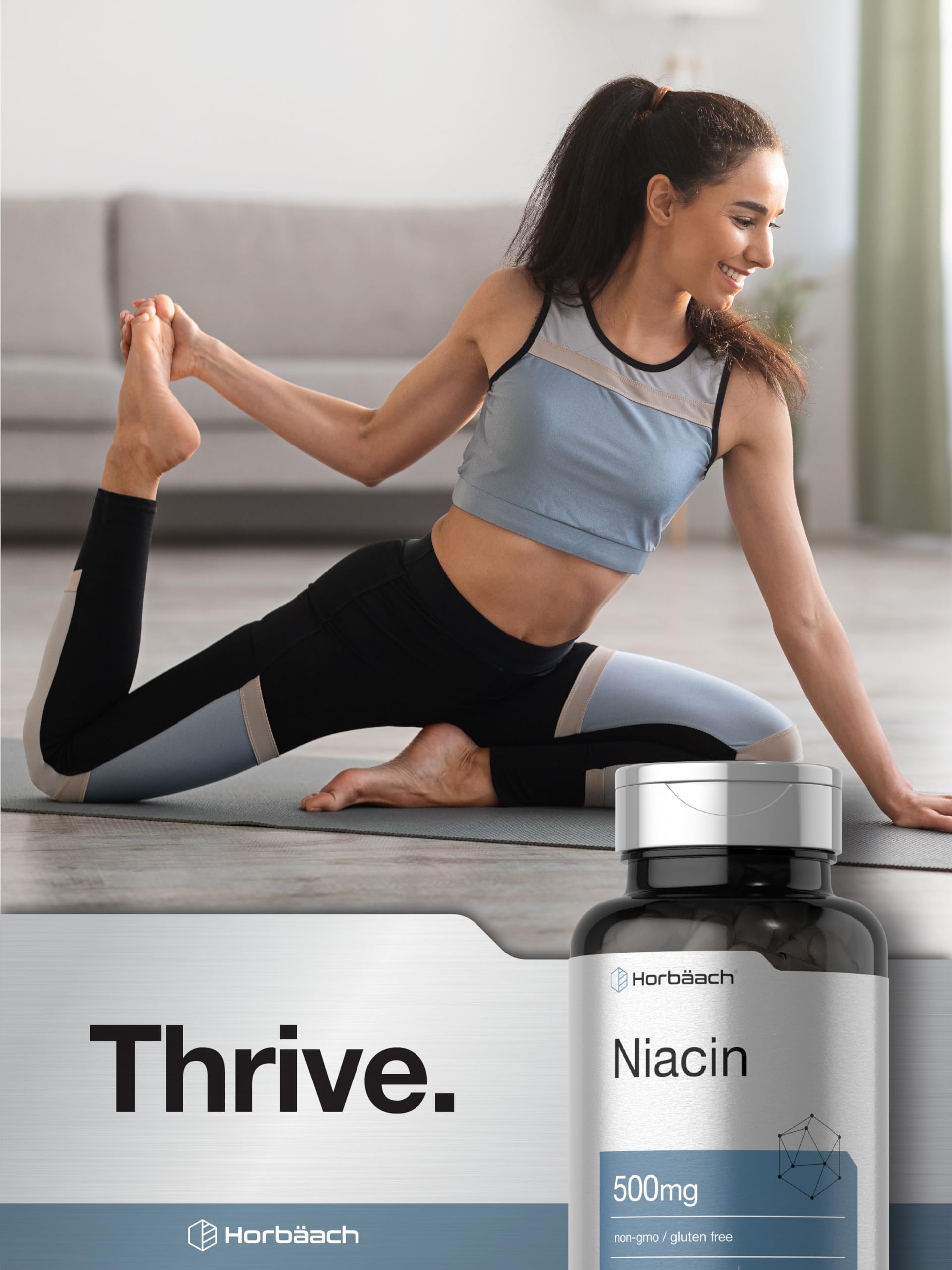 Niacin | Vitamin B3 500mg | 100 Capsules | with Flushing | Non-GMO, and Gluten Free Horbäach uk supplements