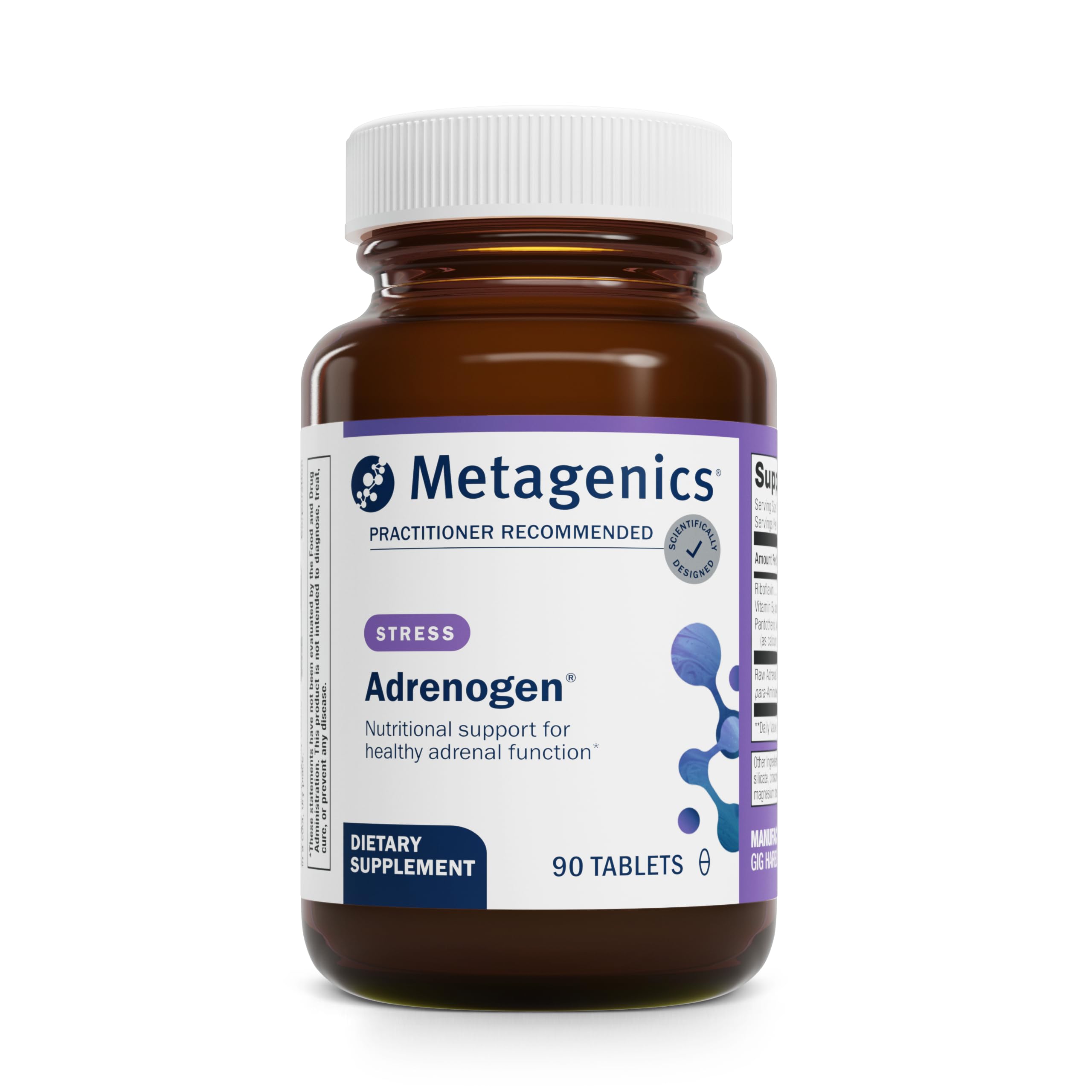 Metagenics Adrenogen - Adrenal Health with Raw Adrenal Concentrate, B Vitamins & PABA Supplement - Supports Hormone Balance, Energy & Nervous System Function* - Non-GMO, Gluten-Free - 90 Tablets Metagenics uk supplements