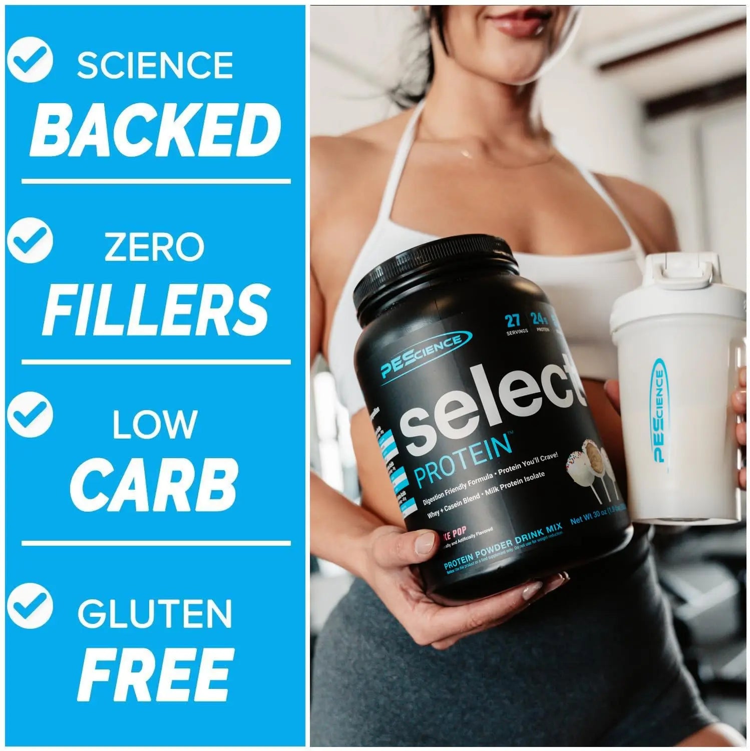 PEScience Select Protein Powder, Whey and Casein Blend, Lean Protein Powder for Women and Men, Low Calorie, Low Carb, Keto Friendly, Gluten Free, Gourmet Vanilla - 27 Servings PEScience uk supplements