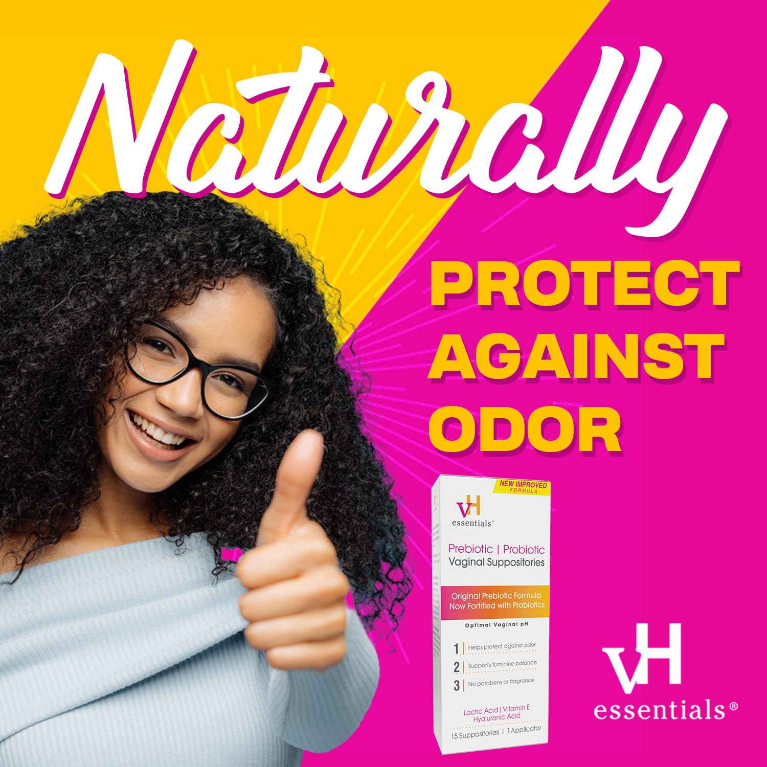 vH essentials Prebiotic PH Balanced Vaginal SuppositoriesBox, Original Version, 15 Count vH essentials uk supplements