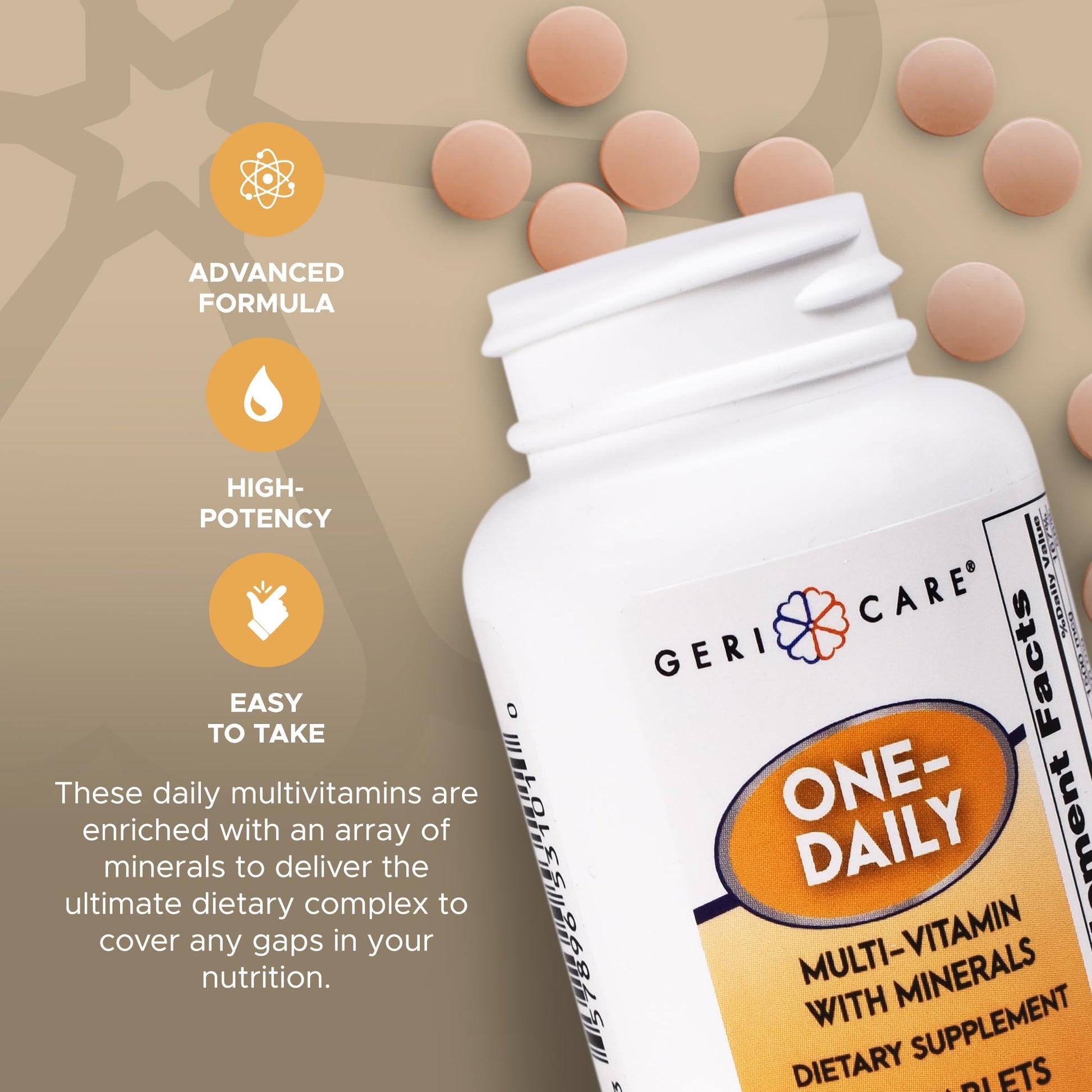 One-Daily Multivitamins with Minerals for Men & Women (100 Tablets) by GeriCare| High-Potency Multi-Vitamin & Multimineral Dietary Supplement for Immunity, Energy| Complete Daily Nutritional Support GeriCare uk supplements