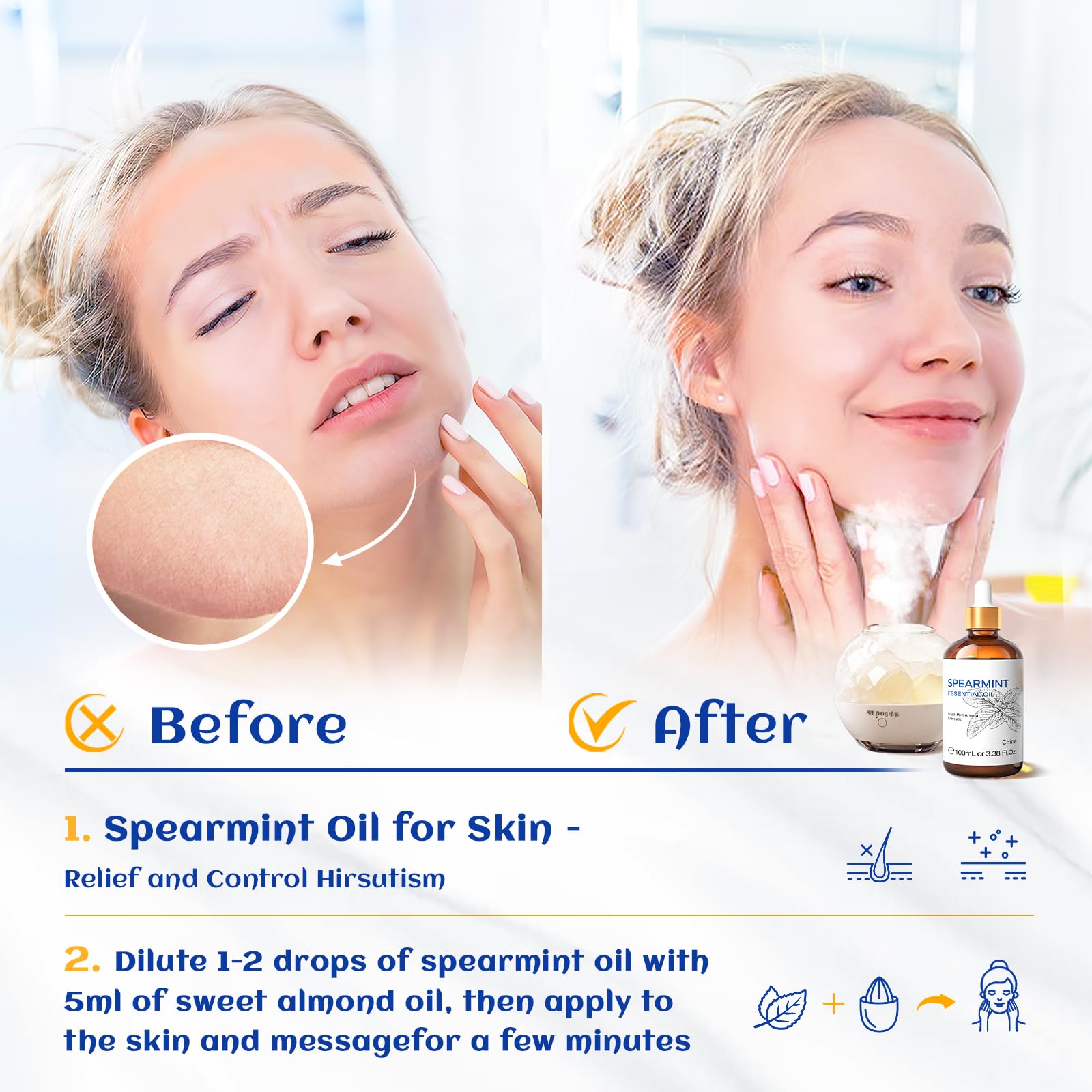HIQILI 100ML Spearmint Essential Oil for Skin Care -100% Pure Treatment Grade - 3.38 Fl Oz. HIQILI uk supplements