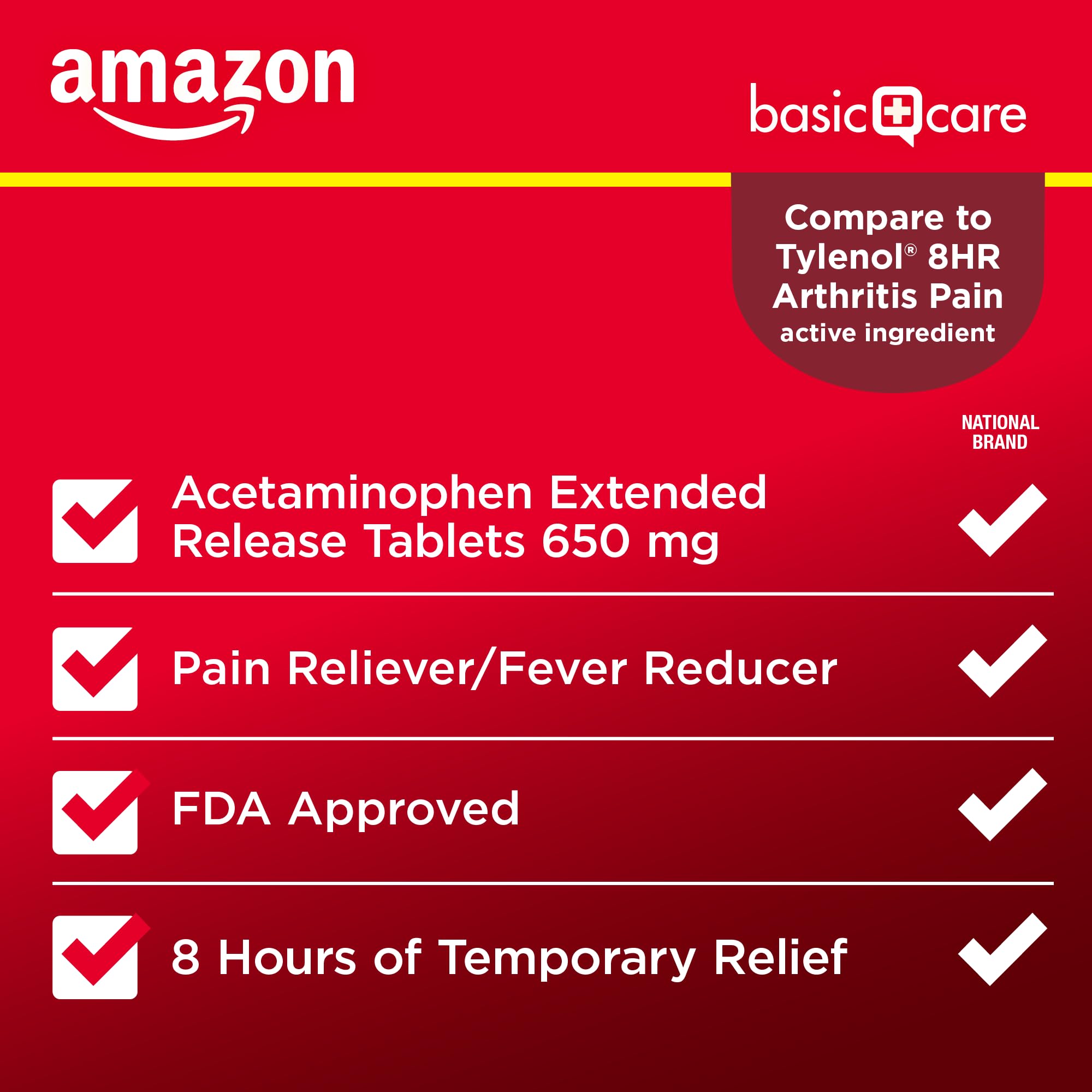 Amazon Basic Care Acetaminophen Extended-Release Tablets, 650 mg, Pain Reliever, Fever Reducer, Arthritis Pain, Headache, Backache, Menstrual Pain, 400 Count Amazon Basic Care uk supplements