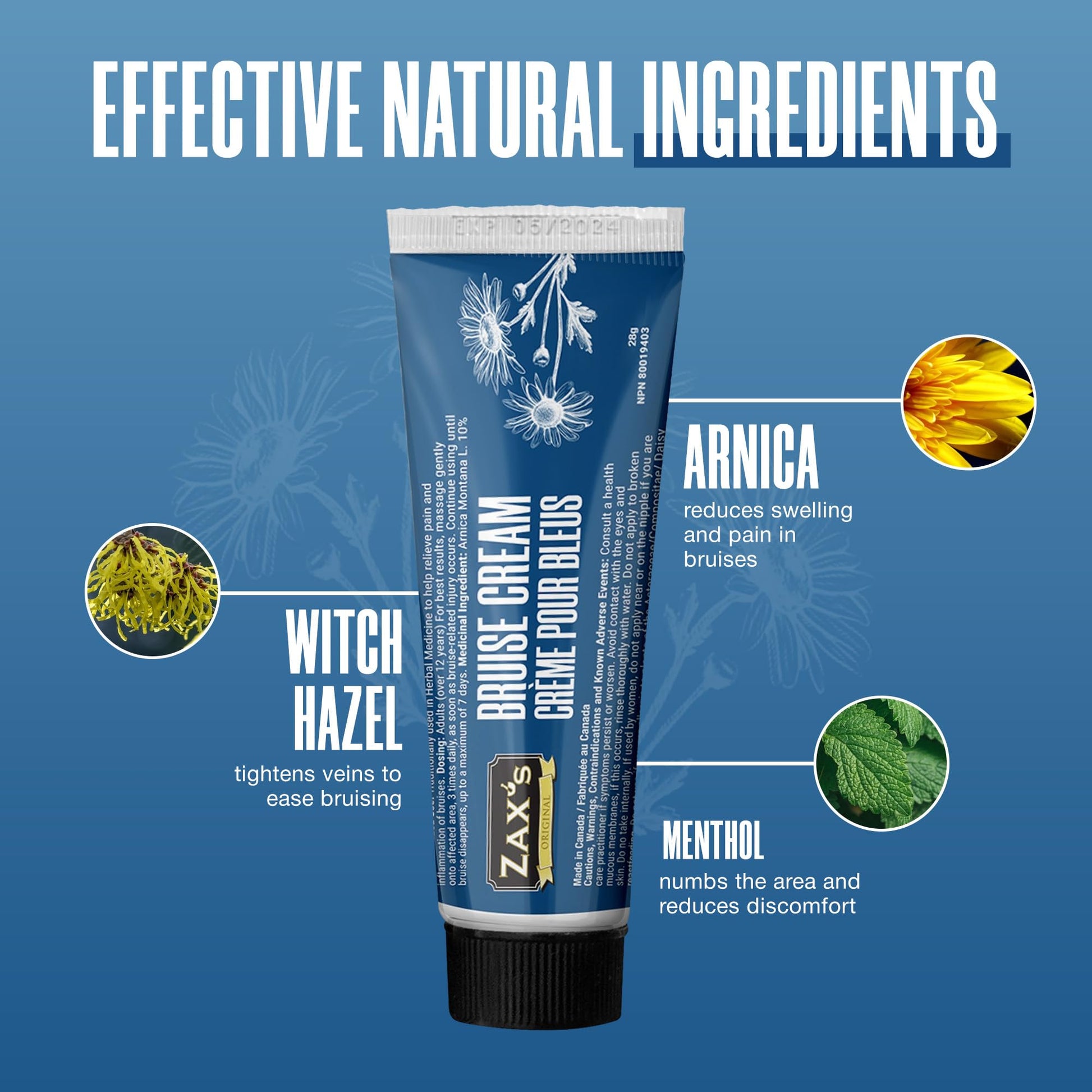 ZAX'S ORIGINAL Bruise Cream - Arnica and Witch Hazel Blend, Gentle on Skin, Plant-Based Ingredients for Skin Care - 28g ZAX'S ORIGINAL uk supplements