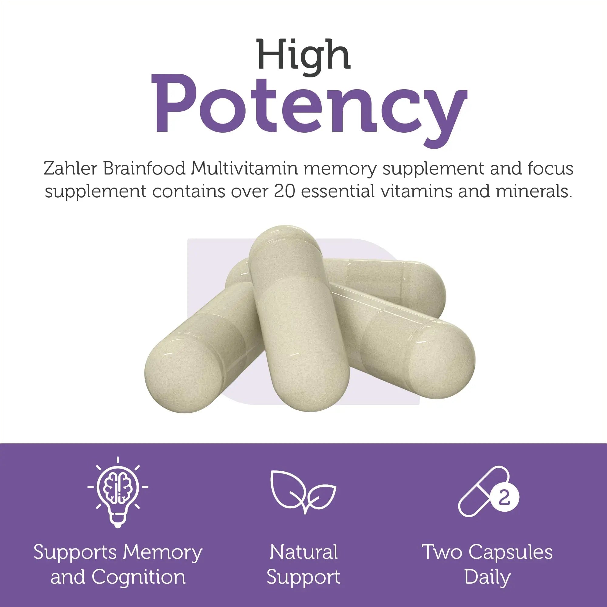 Zahler - Multivitamin Brain Supplement (60 Count) Kosher Brainfood Capsules for Adults with Neuro Factor & Lion's Mane Zahler uk supplements