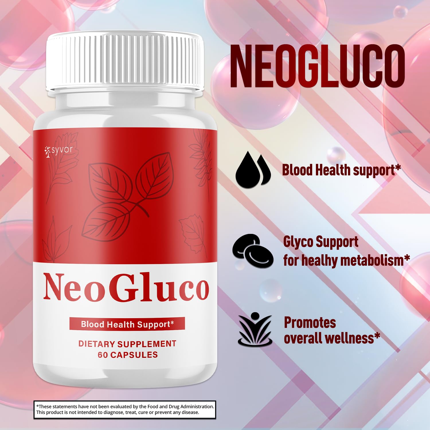 NeoGluco Capsules, Official NeoGluco Glycogen Support Pills with All Natural Ingredients, Advanced Formula Health Supplement with Maximum Strength Premium Vitamins for Women & Men (60 Capsules) Syvor uk supplements