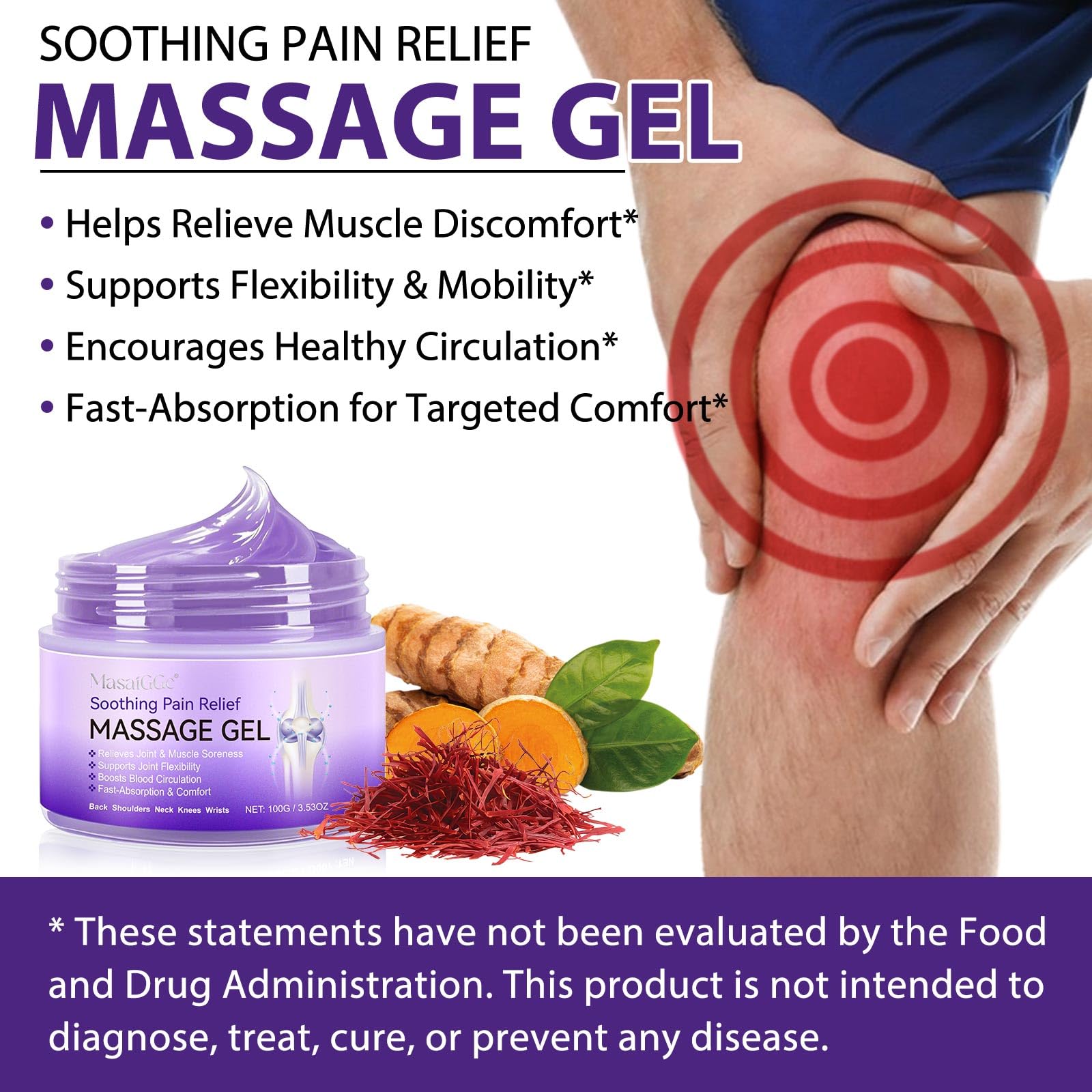 Soothing Massage Gel - Joint Massage Purple Gel, Natural Ingredients & Fast-Absorbing for Soothing Joint, Shoulder, Knee, Back & Muscle Stiffness GTZSXNP uk supplements
