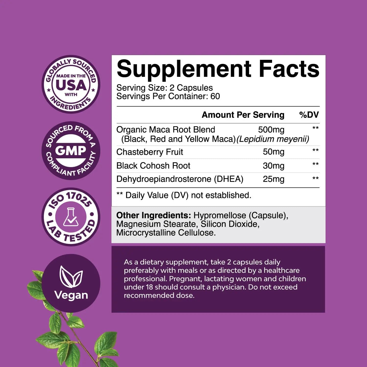 Bundle of Perimenopause Supplement with Maca Root Vitex Berry Black Cohosh for Hot Flashes Night Sweats Hormone Balance Natures Craft uk supplements