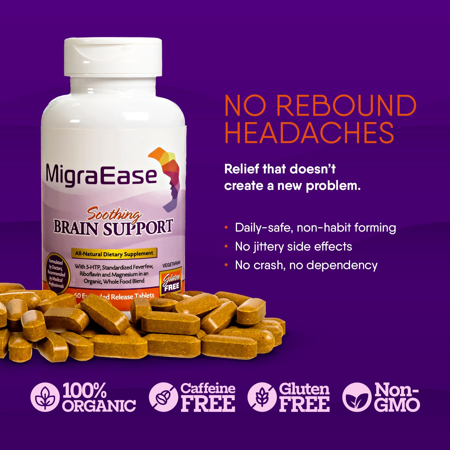 Doctor Knowles Migraine Supplement |Complete Natural Migraine Prevention & Relief Pills with Magnesium, 5-HTP, Feverfew, Riboflavin & Organic Blend |Caffeine Free, Extended-Release Tablets (60 Units) DR. KNOWLES uk supplements