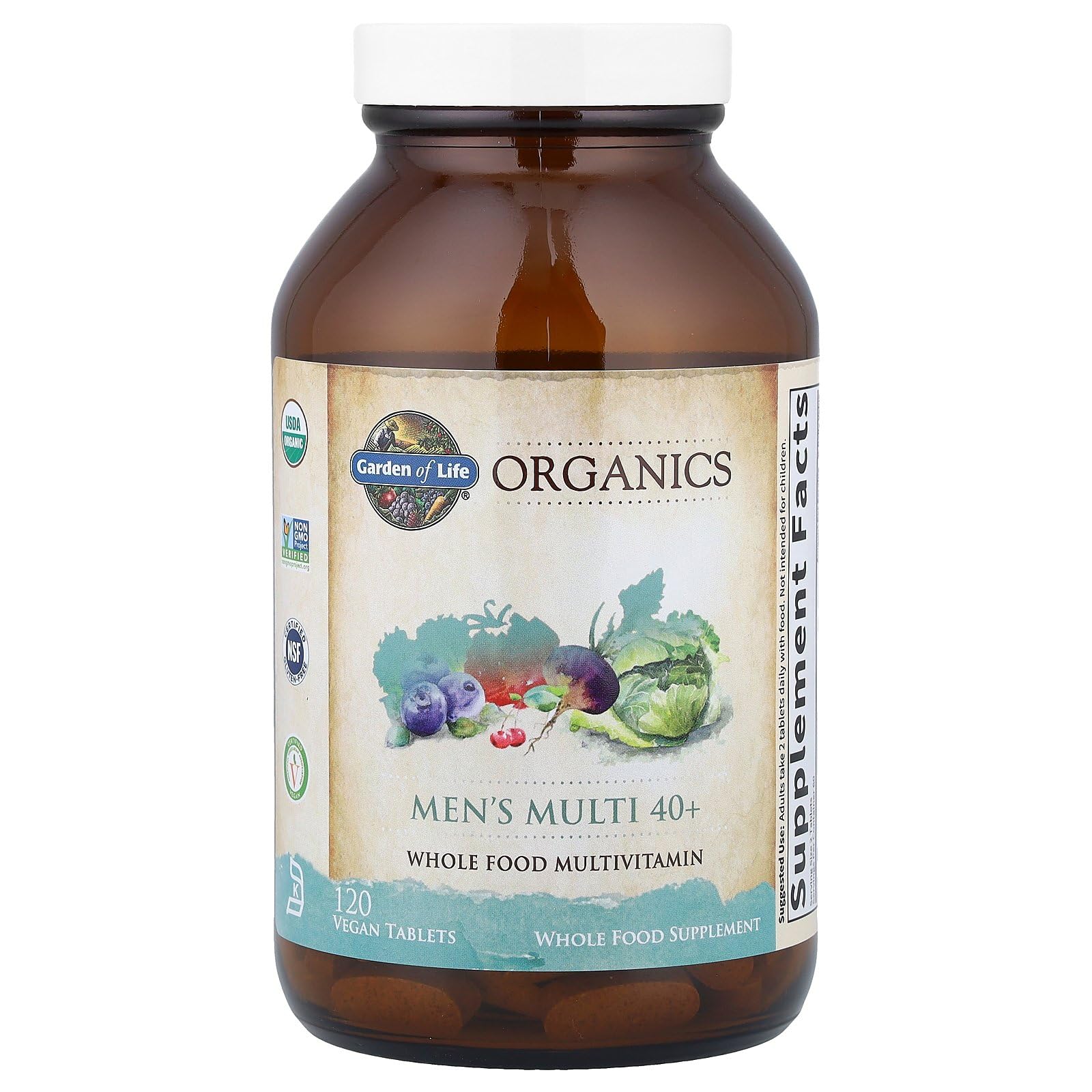 Garden of Life Organics Men's 40+ Multivitamin with Prostate Support, B12 & Vitamins – Vegan Daily Whole Food Multivitamin, Non-GMO, Certified Organic, 120 Tablets Garden of Life uk supplements