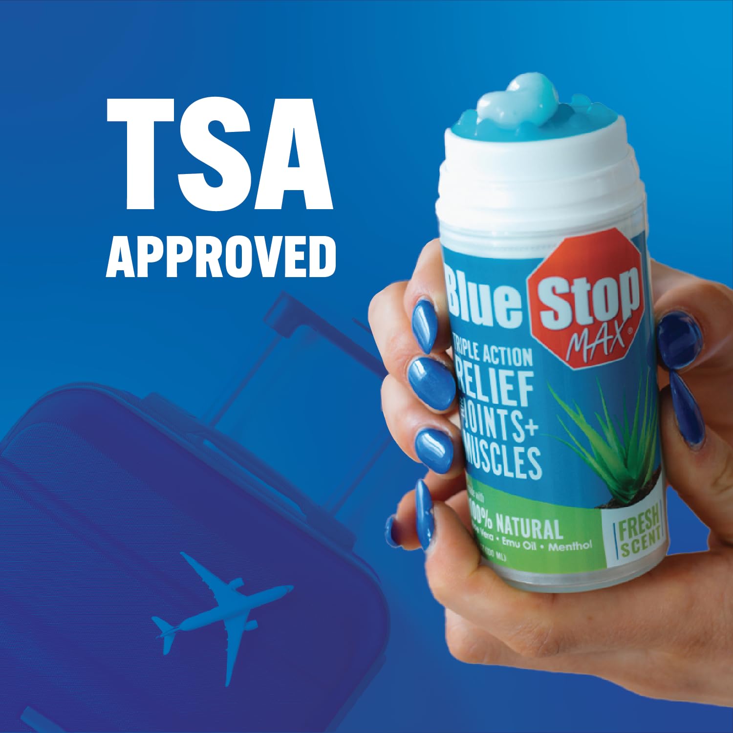 Blue Stop Max Applicator: Fast-Acting Massage Applicator for Sports Cream, Elbow Relief, Performance Roll On for Muscle & Joint Soreness - Convenient Relief for Active Individuals, 1 Pack of 3.4 Oz Blue Stop Max uk supplements