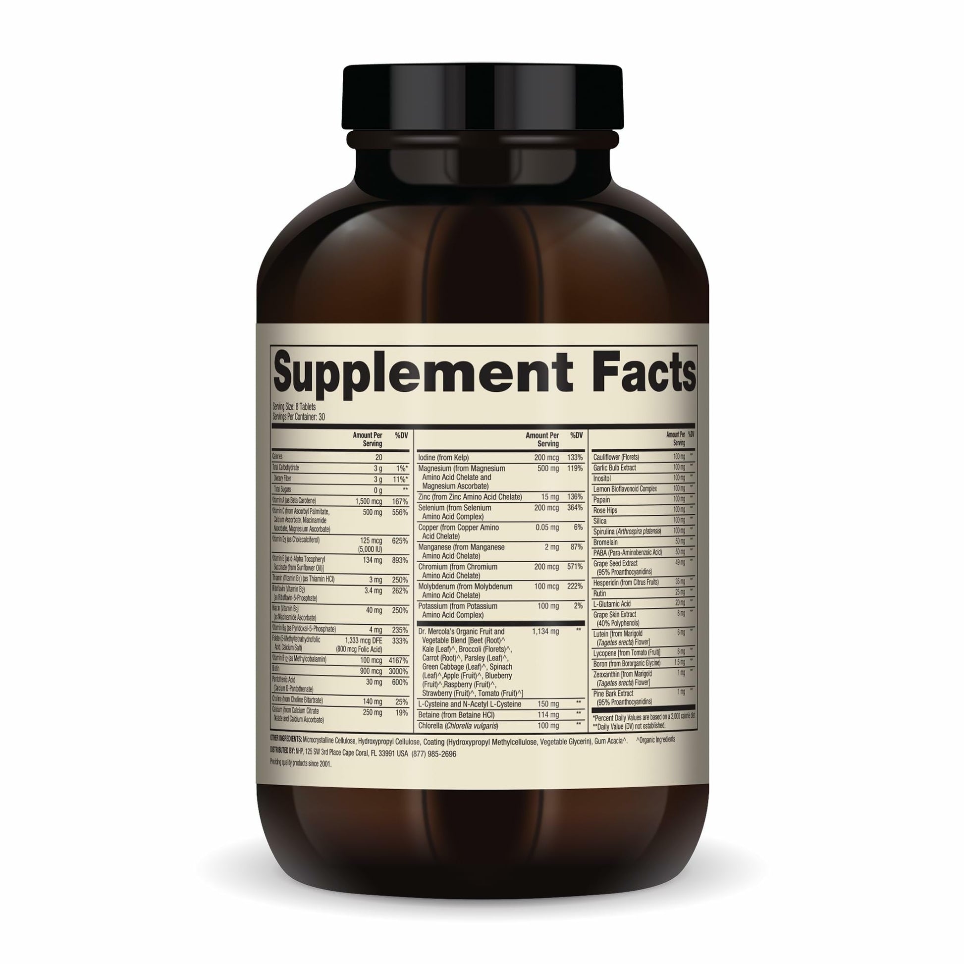 Dr. Mercola Whole-Food Complex with Added Multivitamin Plus Vital Minerals - Supports Nutrition & Immune Support - Bioavailable - GMO Free - 240 Tablets (30 Servings) Dr. Mercola uk supplements