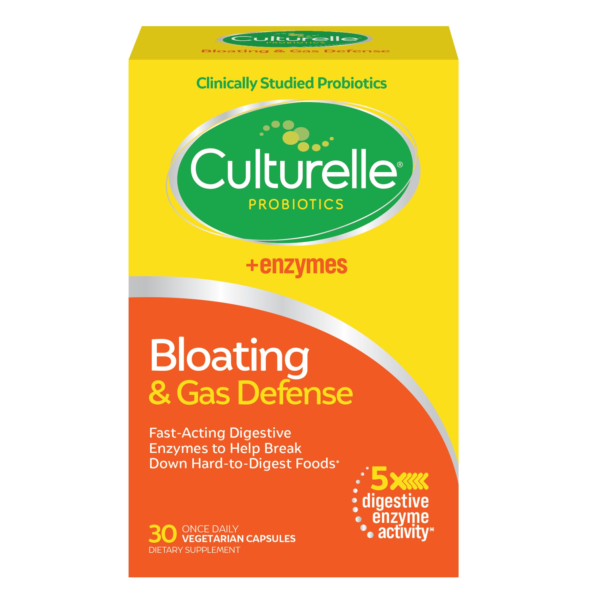 Culturelle Bloating & Gas Defense, Digestive Enzymes & Probiotics for Digestive Health, 30 Capsules, Supports Occasional Indigestion & Discomfort Culturelle uk supplements