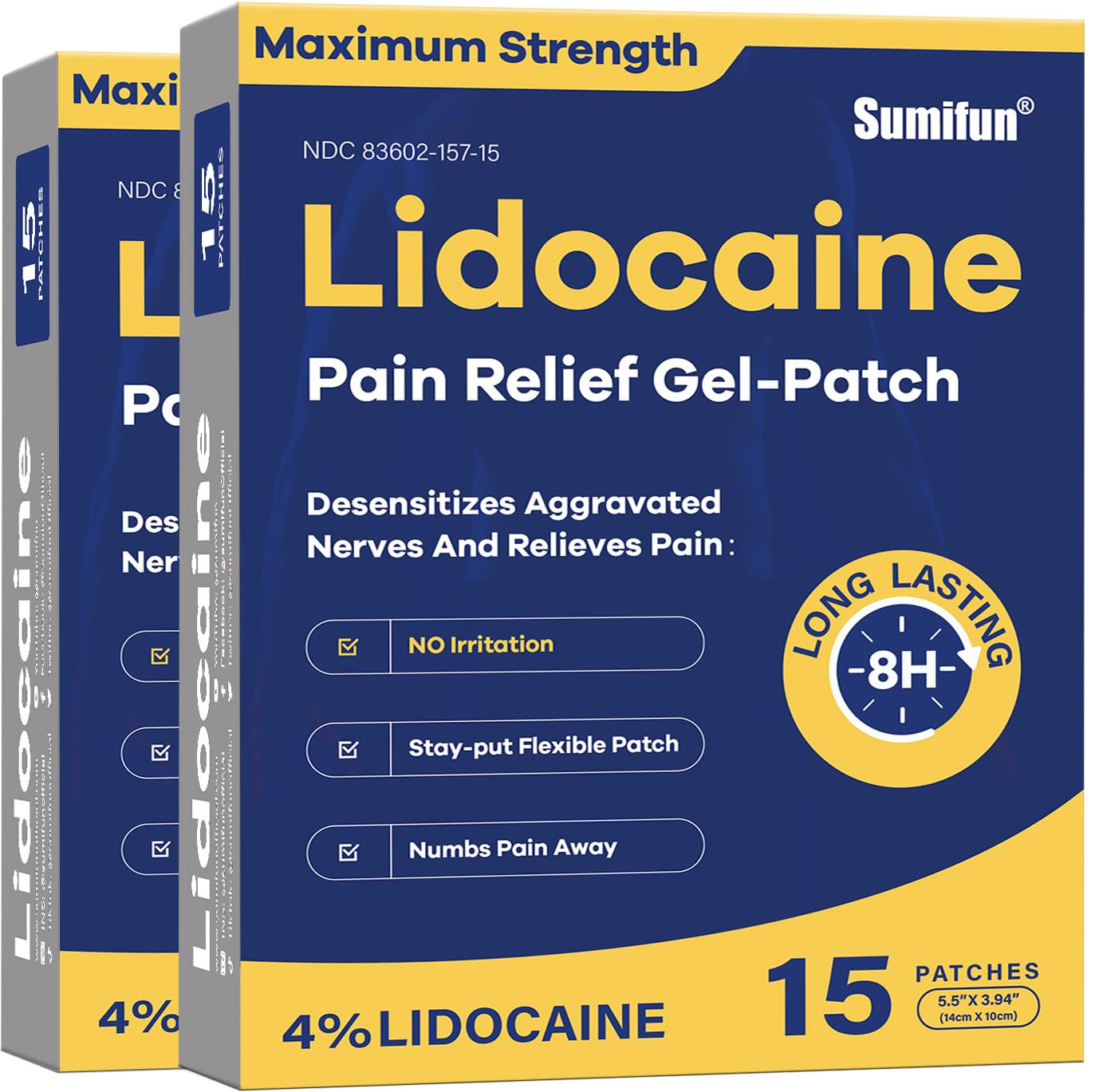 Sumifun 4% Lidocaine Patches Maximum Strength - 30 Count Pain Relief Patches for Back, Shoulder, Elbow, Knee, Muscle & Joint - Lower Back Pain Relief Products - Pain Patches Maximum Strength Lidocaine Sumifun uk supplements