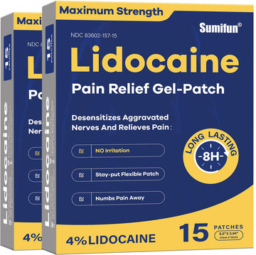 Sumifun 4% Lidocaine Patches Maximum Strength - 30 Count Pain Relief Patches for Back, Shoulder, Elbow, Knee, Muscle & Joint - Lower Back Pain Relief Products - Pain Patches Maximum Strength Lidocaine Sumifun uk supplements