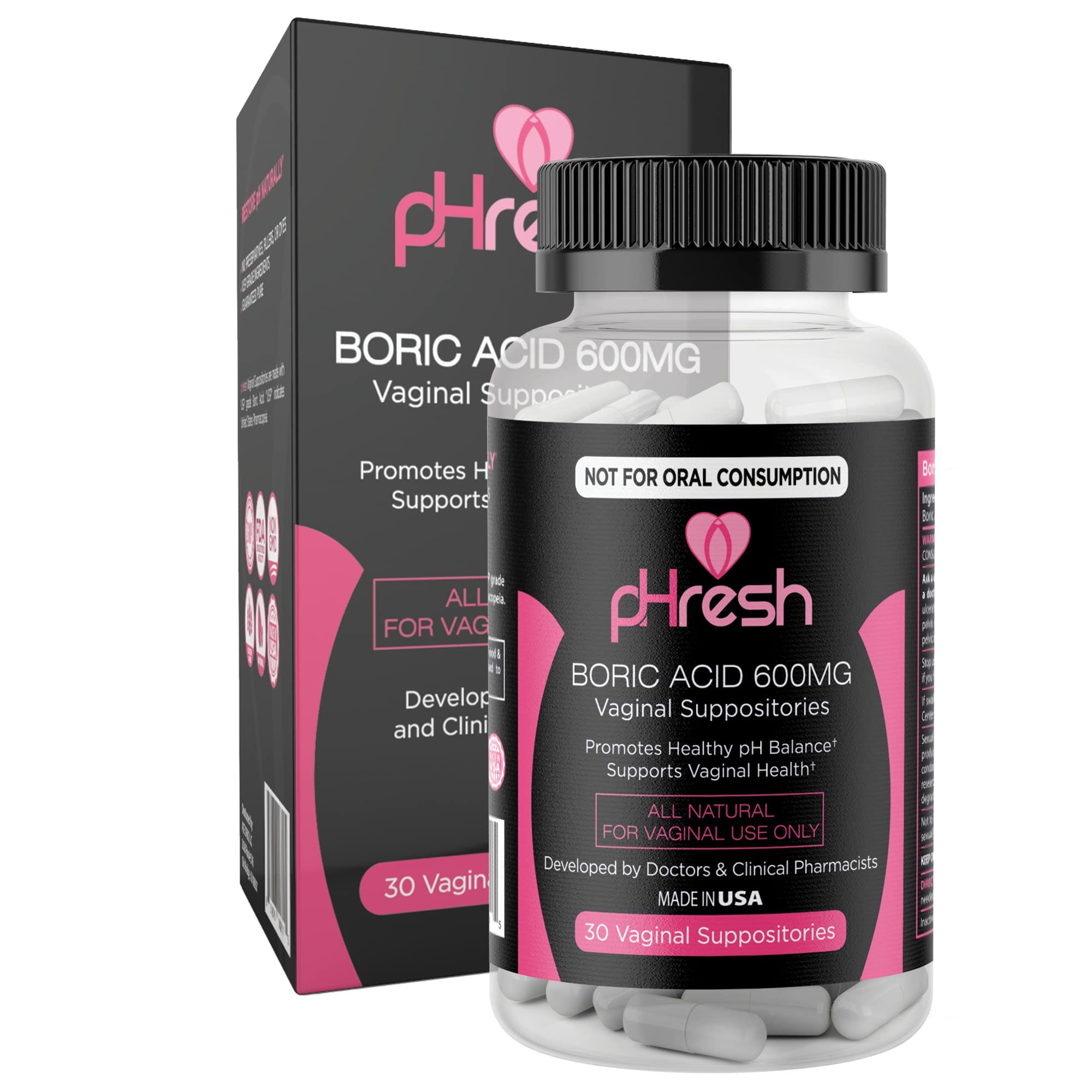 ACE NUTRITION Boric Acid Suppositories + 30 Applicators ACE NUTRITION uk supplements