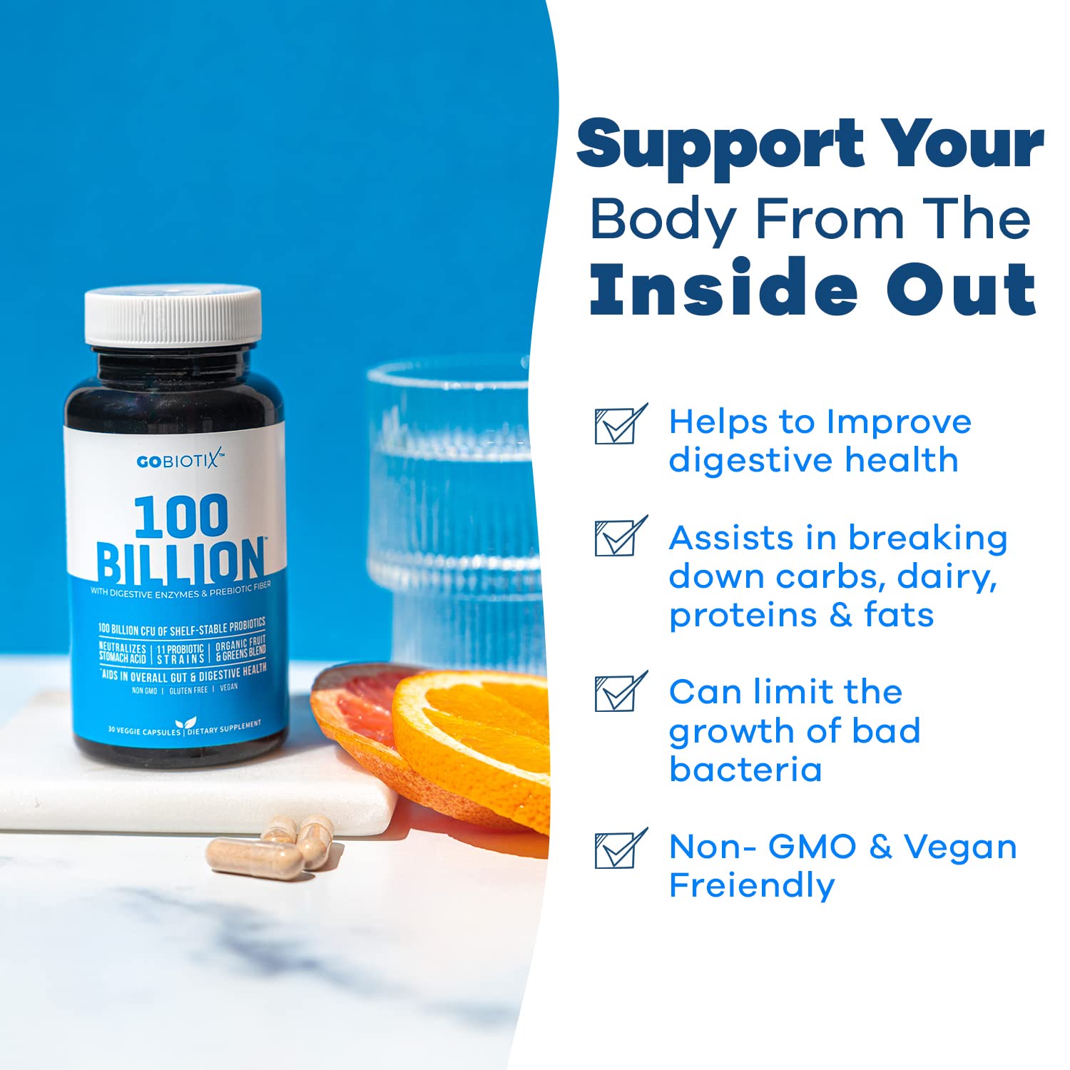 100 Billion - Probiotics and Prebiotics Supplement Pills - Digestive Enzymes and Prebiotic GOBIOTIX uk supplements