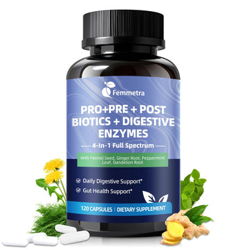 Digestive Enzymes Postbiotics Prebiotics Probiotics for Women Men, 200 Billion CFU 36 Probiotic Strains - Complete Gut, Digestive, Regularity, Gas, Bloating & Immune Support Supplement, Vegan, 60 Days Femmetra uk supplements