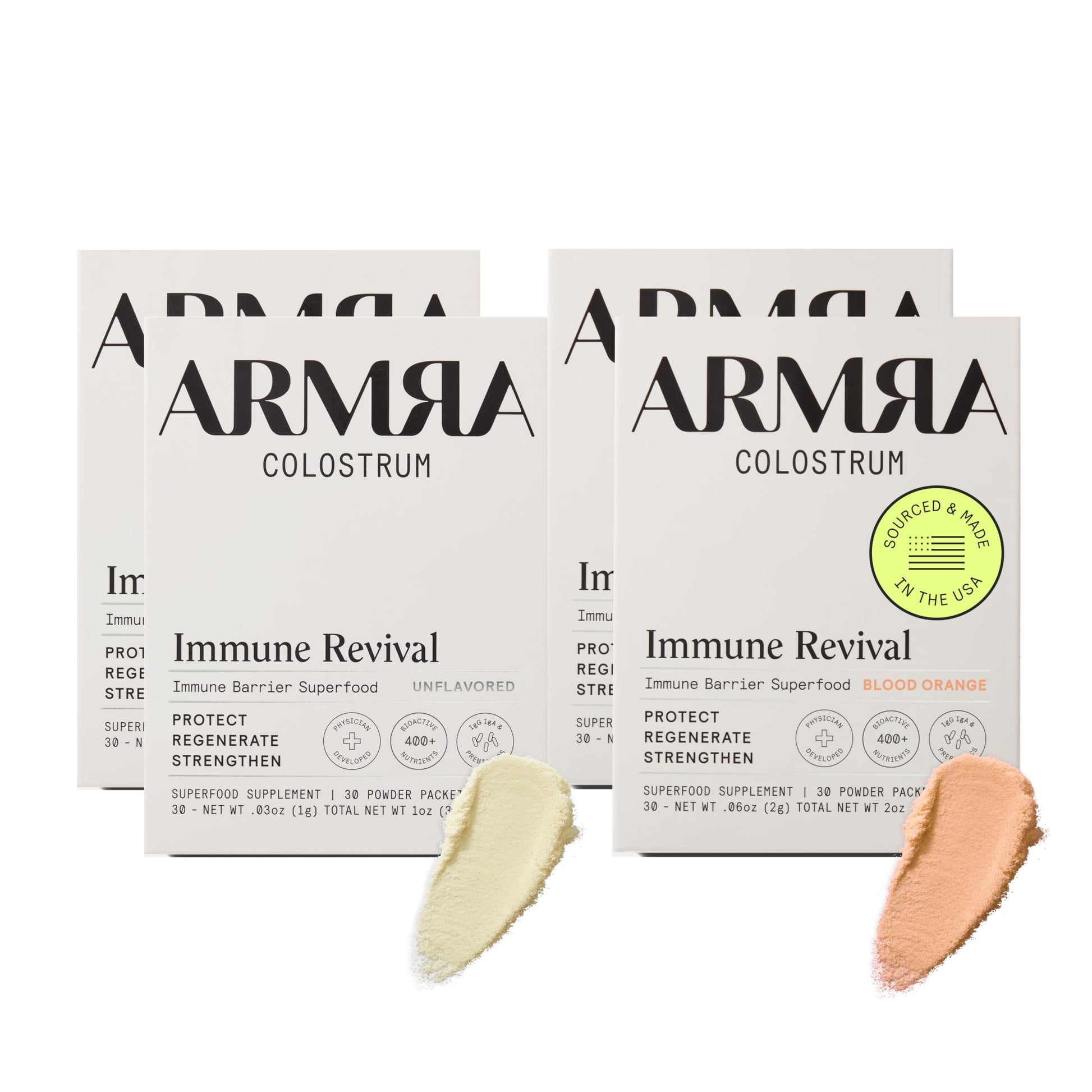 ARMRA Colostrum™ Premium Powder, Grass Fed, Gut Health Bloating Immunity Skin & Hair, Contains 400+ Bioactive Nutrients, Keto, Gluten & Fat Free (Unflavored, Blood Orange Bundle | 120 Servings) ARMRA uk supplements