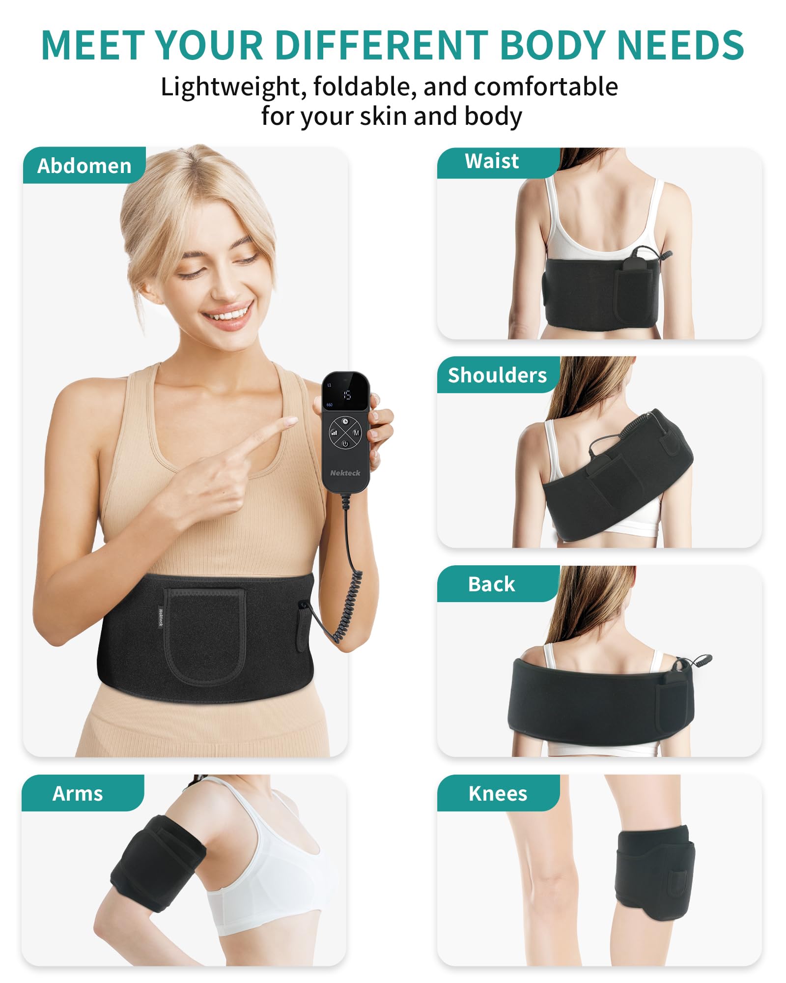 Nekteck Red Light Therapy Belt for Body, Wireless Near-Infrared Light Pad for Pain Relief, Inflammation Nekteck uk supplements