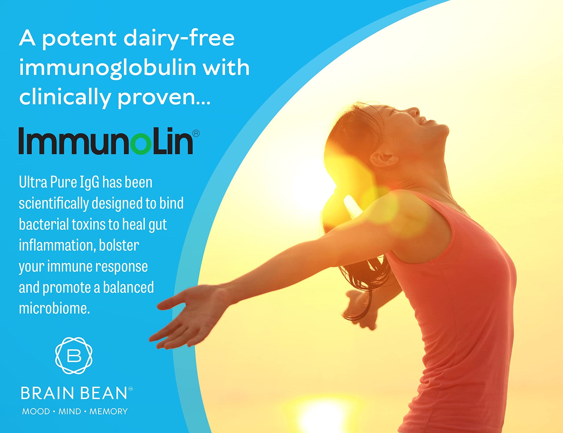 Brain Basics Ultra Pure IgG Supplement - Dairy-Free Supplement IgG-Immunolin Powder, Blended Vitamin & Mineral Supplements, 150g, 60 Servings Brain Bean uk supplements