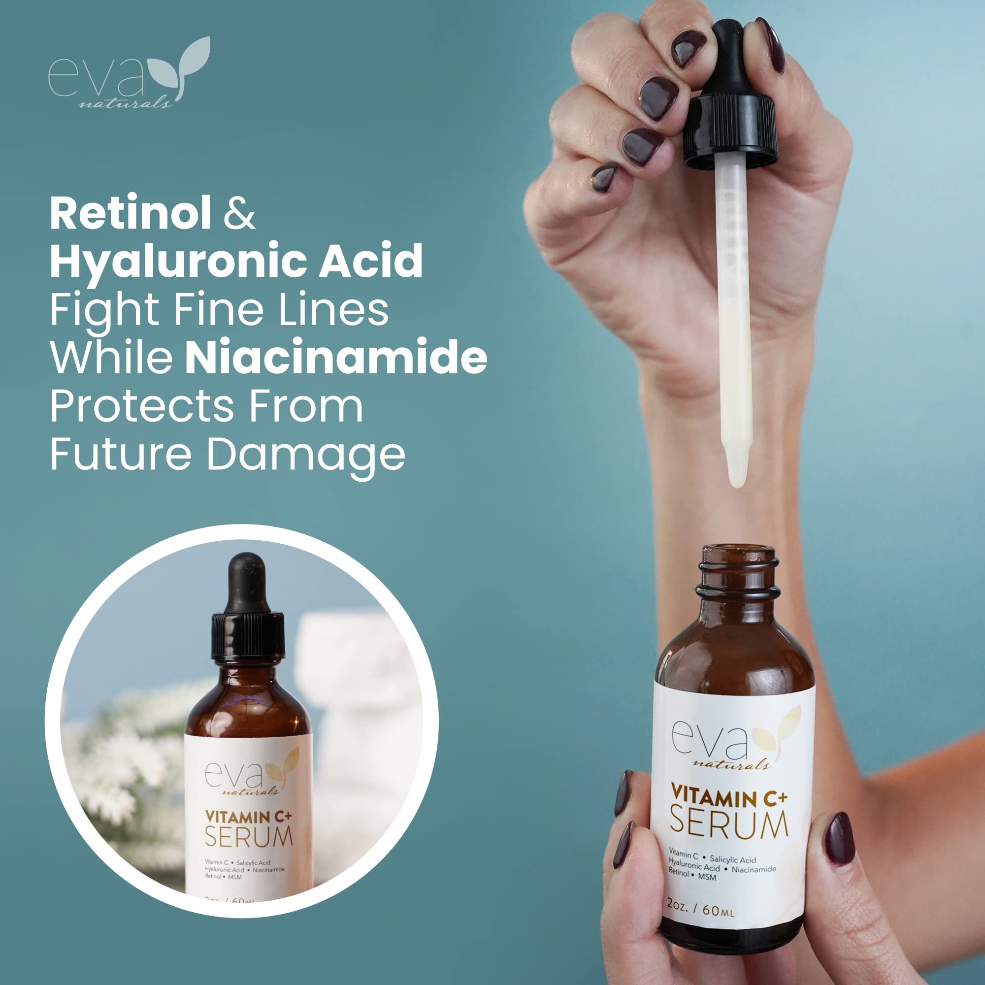 Vitamin C Serum for Face - Vitamin C Facial Serums with Hyaluronic Acid, Retinol Eva Naturals uk supplements