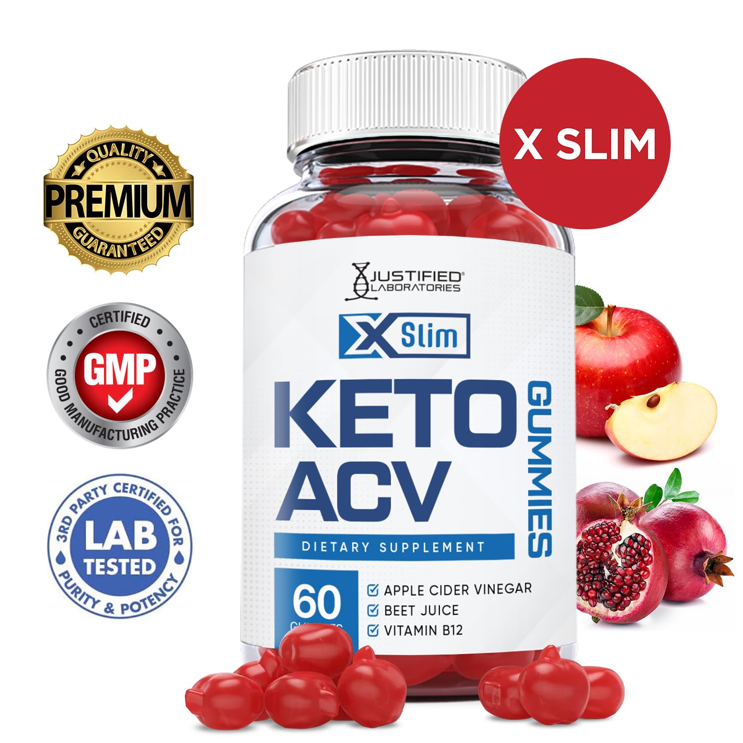 Justified Laboratories (3 Pack X Slim Keto ACV Gummies 1000MG Xslim Vegan Non GMO Justified Laboratories uk supplements