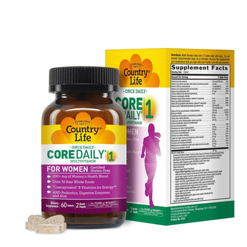 Country Life Women’s Core 1 Daily Multivitamin with Iron, Cranberry, Probiotics, and Digestive Enzymes-Certified Gluten-Free Formula for Energy Country Life uk supplements