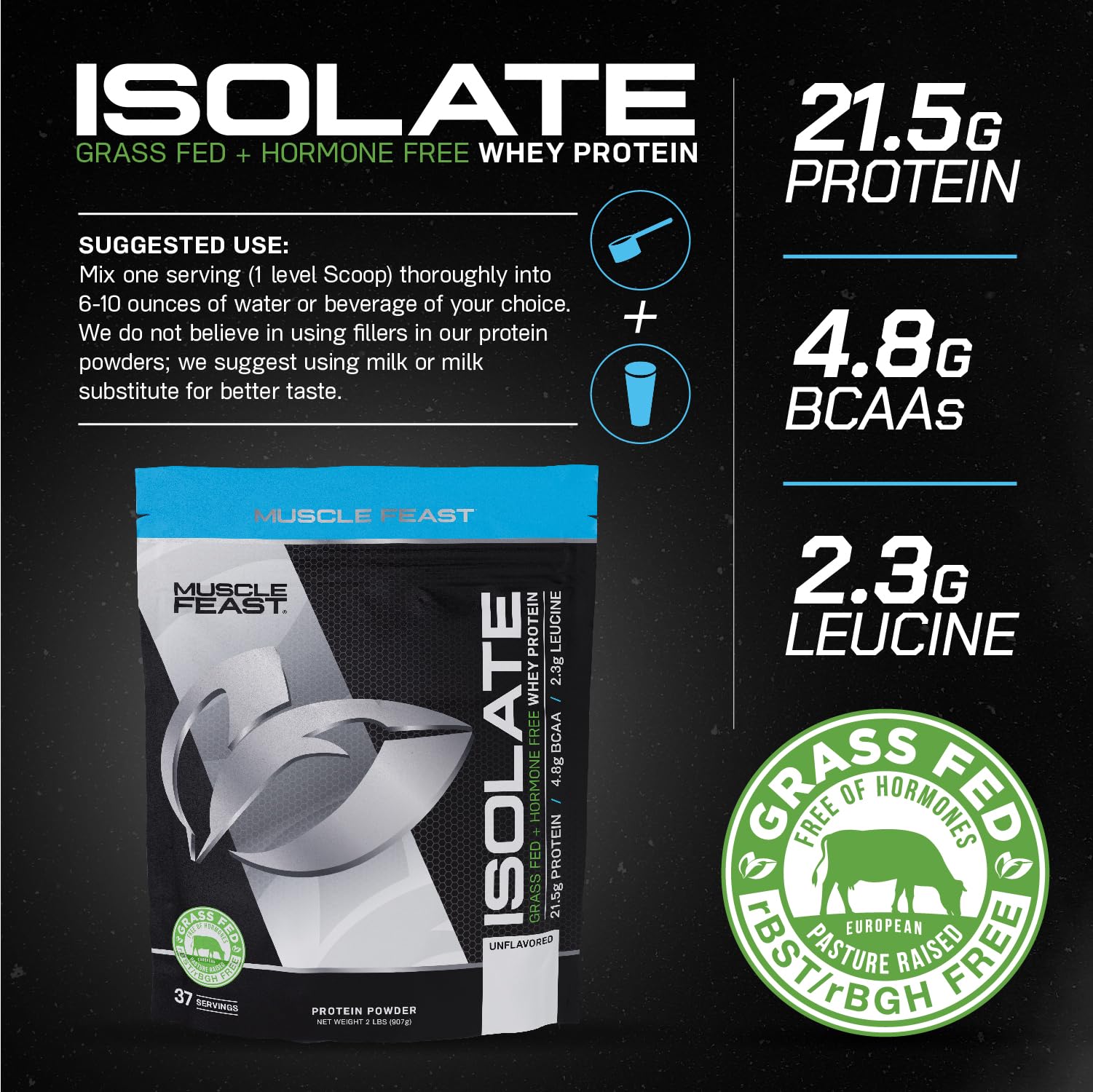 Muscle Feast Grass-Fed Whey Protein Isolate, All Natural Hormone Free Pasture Raised Muscle Feast uk supplements
