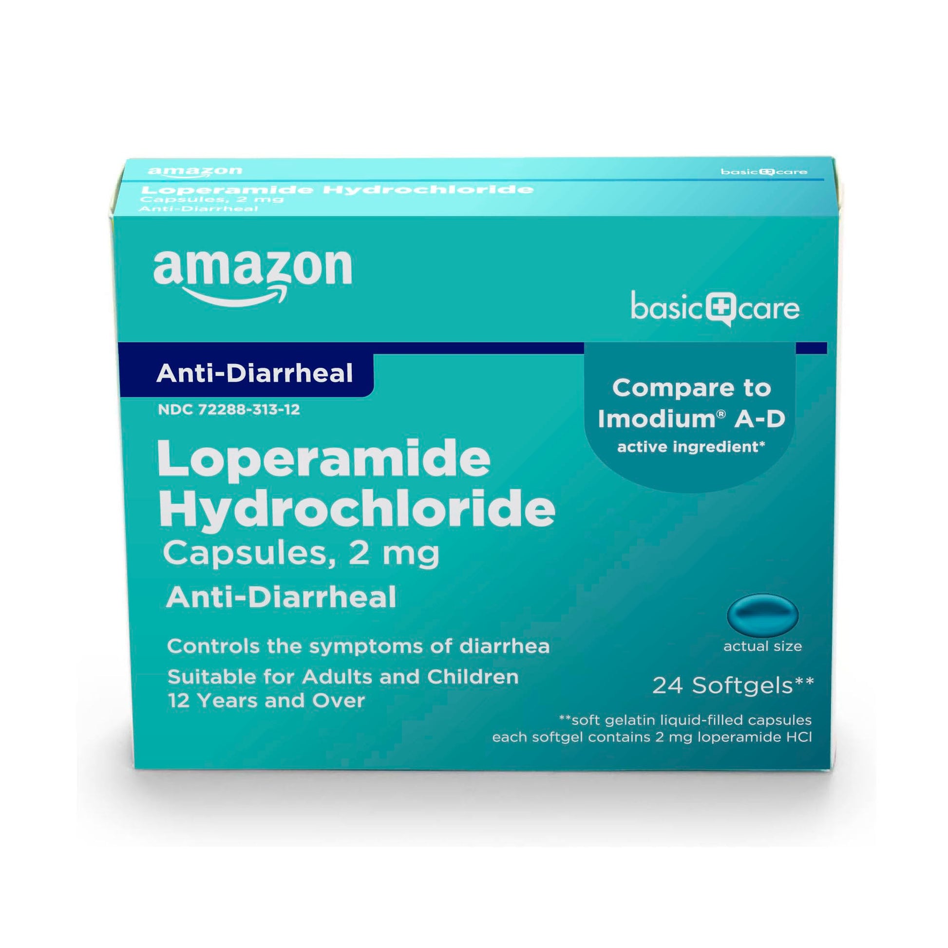 Amazon Basic Care Loperamide Hcl 2 Mg Softgels, Anti-Diarrheal, Easy to Swallow, Controls Symptoms of Traveler's Diarrhea, 24 Count Amazon Basic Care uk supplements