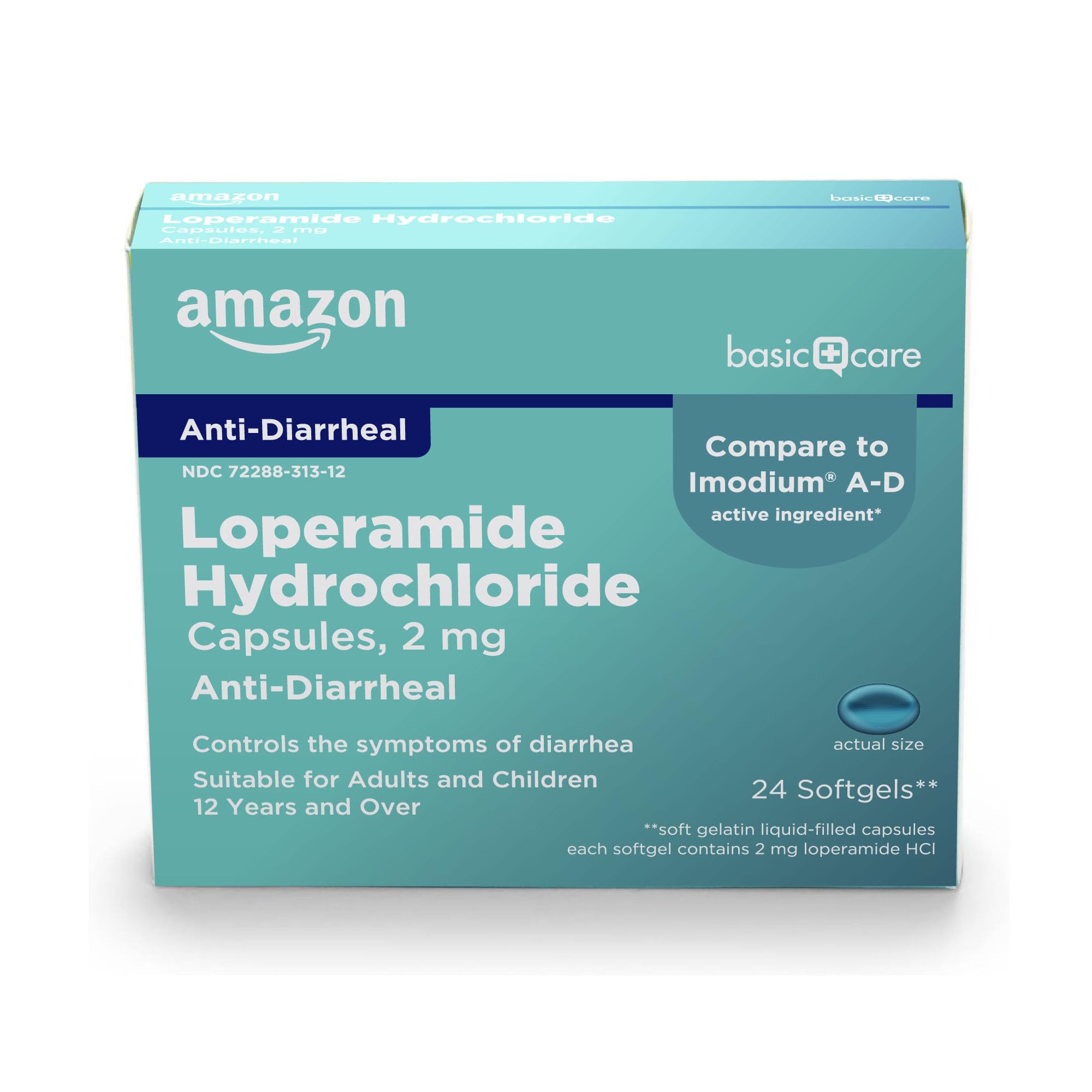 Amazon Basic Care Loperamide Hcl 2 Mg Softgels, Anti-Diarrheal, Easy to Swallow, Controls Symptoms of Traveler's Diarrhea, 24 Count Amazon Basic Care uk supplements