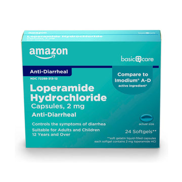 Amazon Basic Care Loperamide Hcl 2 Mg Softgels, Anti-Diarrheal, Easy to Swallow, Controls Symptoms of Traveler's Diarrhea, 24 Count Amazon Basic Care uk supplements