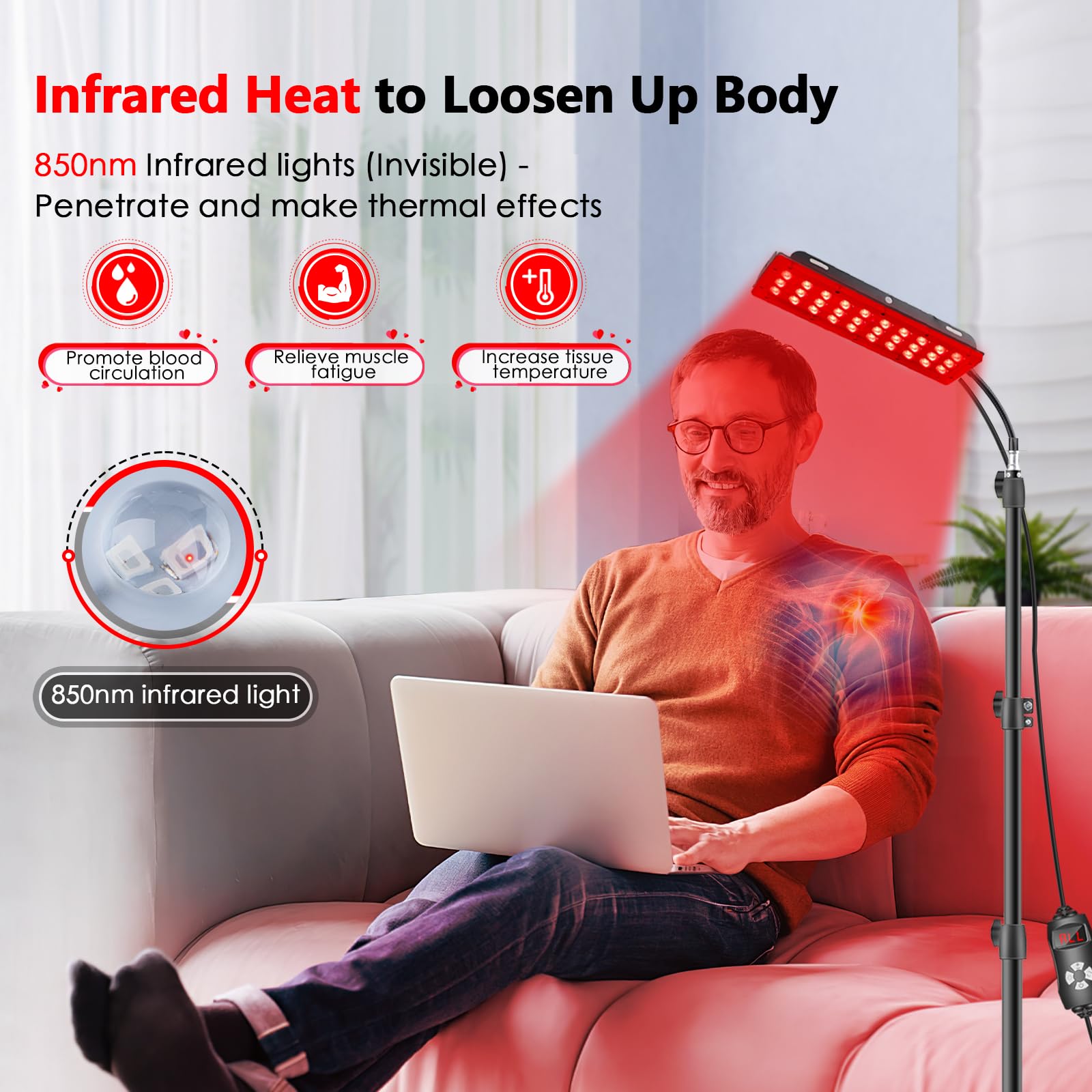 RUISQM Red Light Therapy Lamp, Infrared Light Therapy with Stand - 660nm Redlight & 850nm RUISQM uk supplements