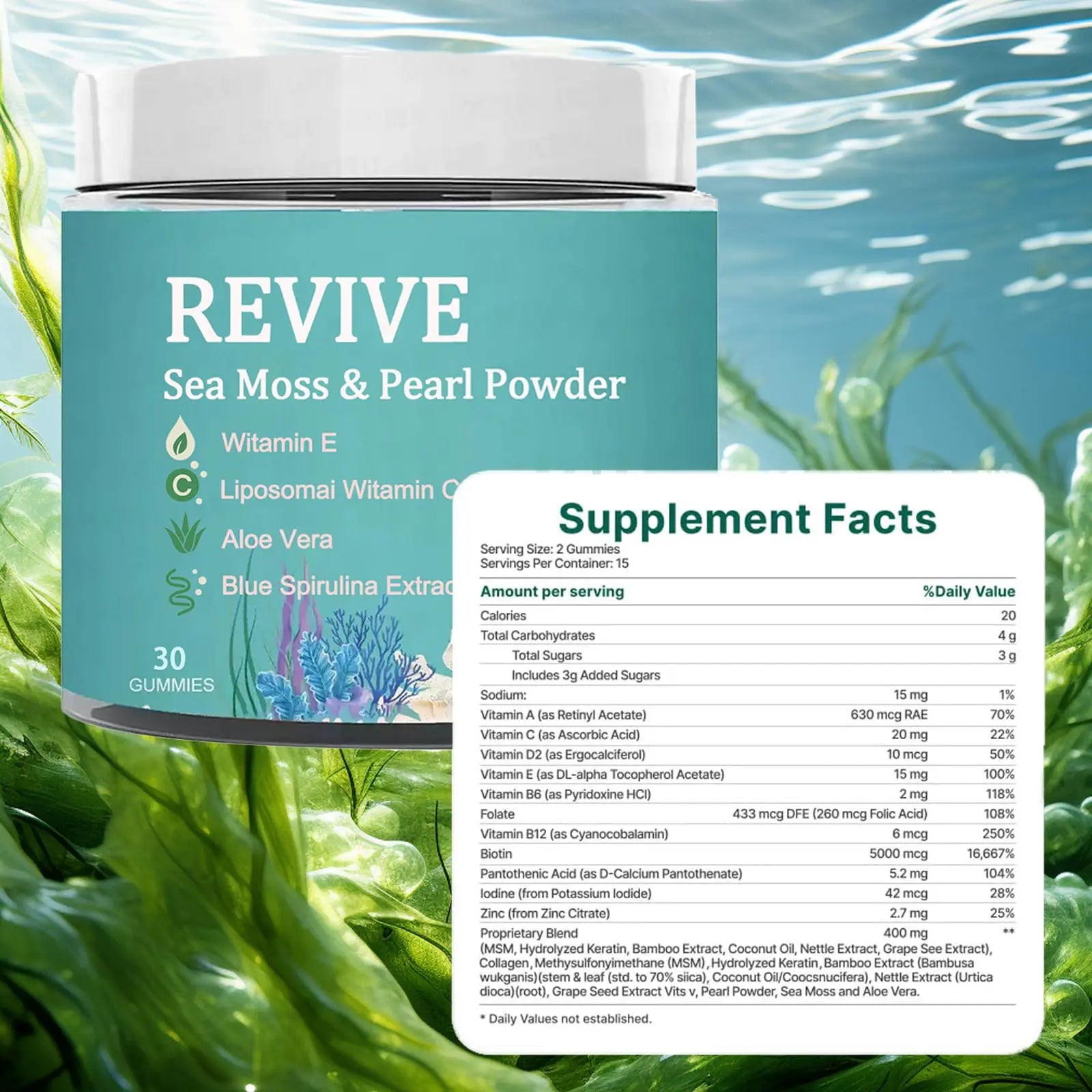 Giamau Revive Hair Gummies, Sea Moss Gummies, Natural Nutrient Blend for Hair Health Support – Gluten-Free, No Harsh Chemicals, 60 Gummies (1) Giamau uk supplements