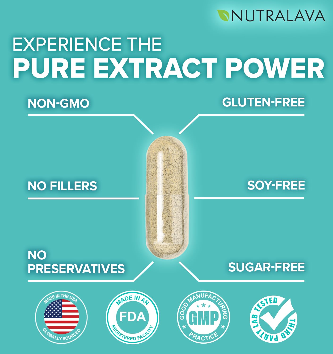 NUTRALAVA Sea Moss Pills, All-in-One Blend with Irish Sea Moss Black Seed Oil Ashwagandha, Sea Moss Capsules for Women and Men - Gluten-Free, Non-GMO, 60 Capsules NUTRALAVA uk supplements