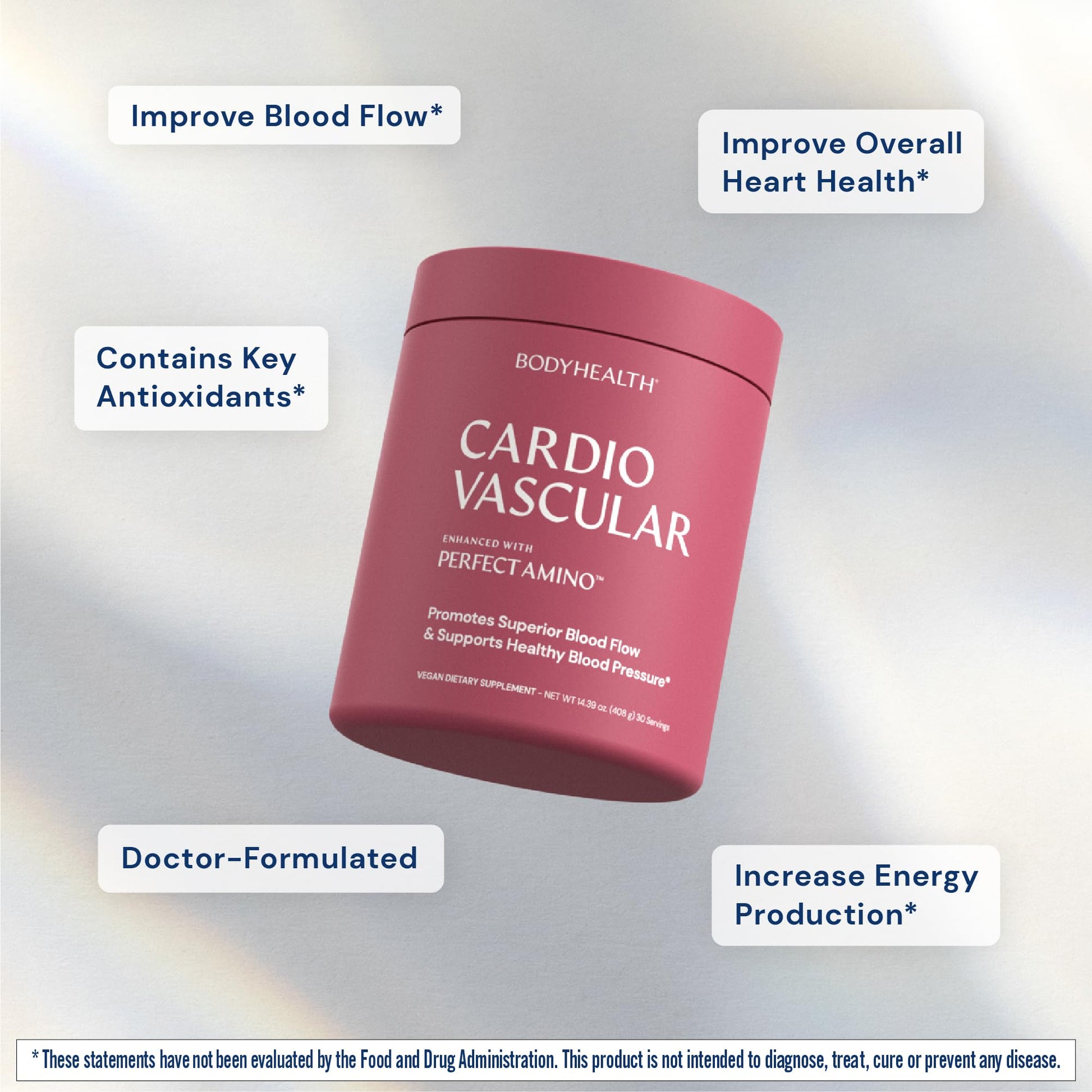 BodyHealth Cardio Vascular with PerfectAmino, Blood Flow and Heart Health Supplement Support with CoQ10, Nicotinamide Riboside, Resveratrol and D-Ribose, Chocolate Flavor, 30 Servings BodyHealth uk supplements