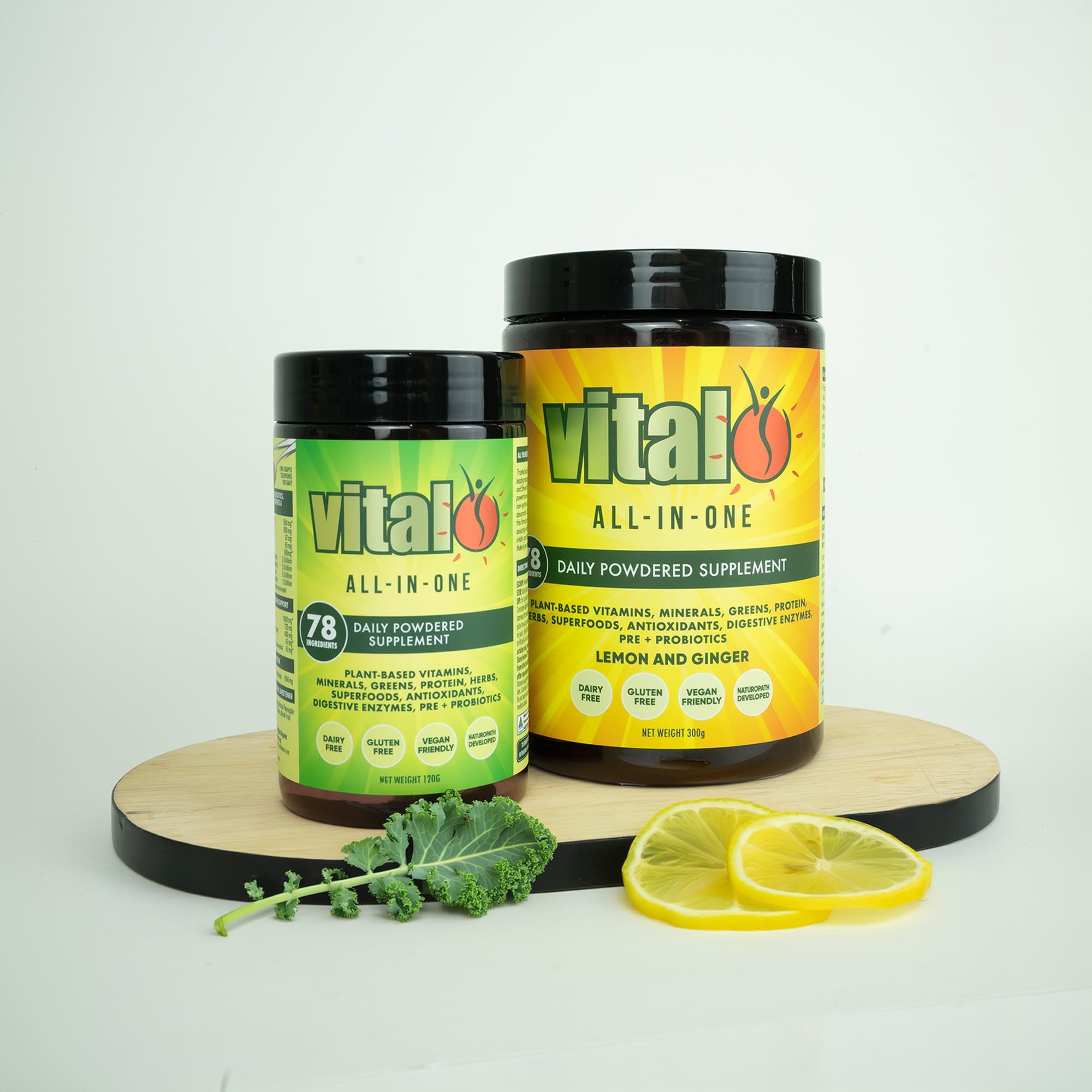 Vital All-in-One Daily Powdered Supplement - Natural Greens Superfood Powder for Energy & Health, Super Greens Powder Drink Mix with Probiotic & Antioxidant Support - Lemon & Ginger, 4.23 oz (120 g) Vital uk supplements