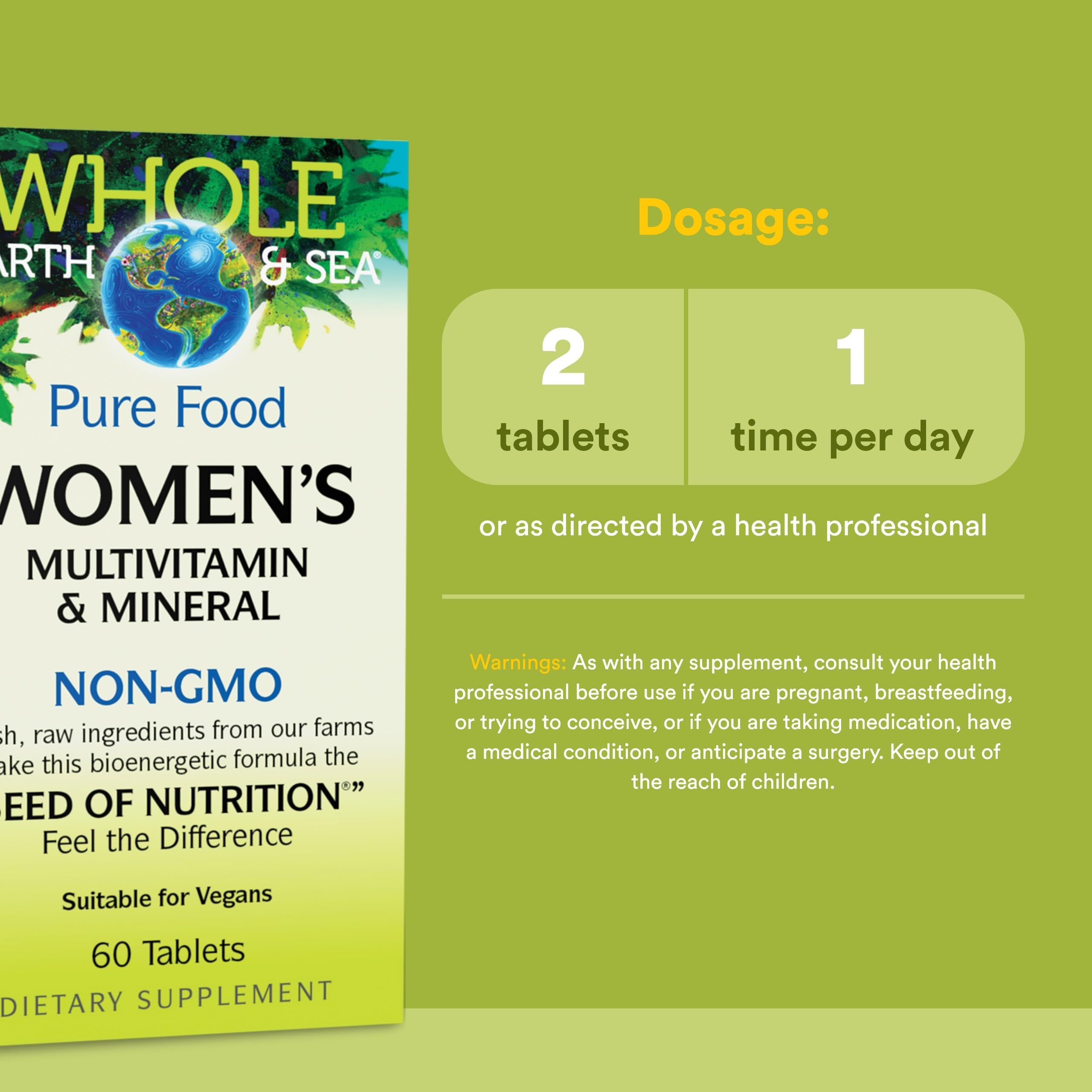 Whole Earth & Sea from Natural Factors, Women's Multivitamin & Mineral, Whole Food Supplement, Vegan, 60 tablets (30 servings) Natural Factors uk supplements