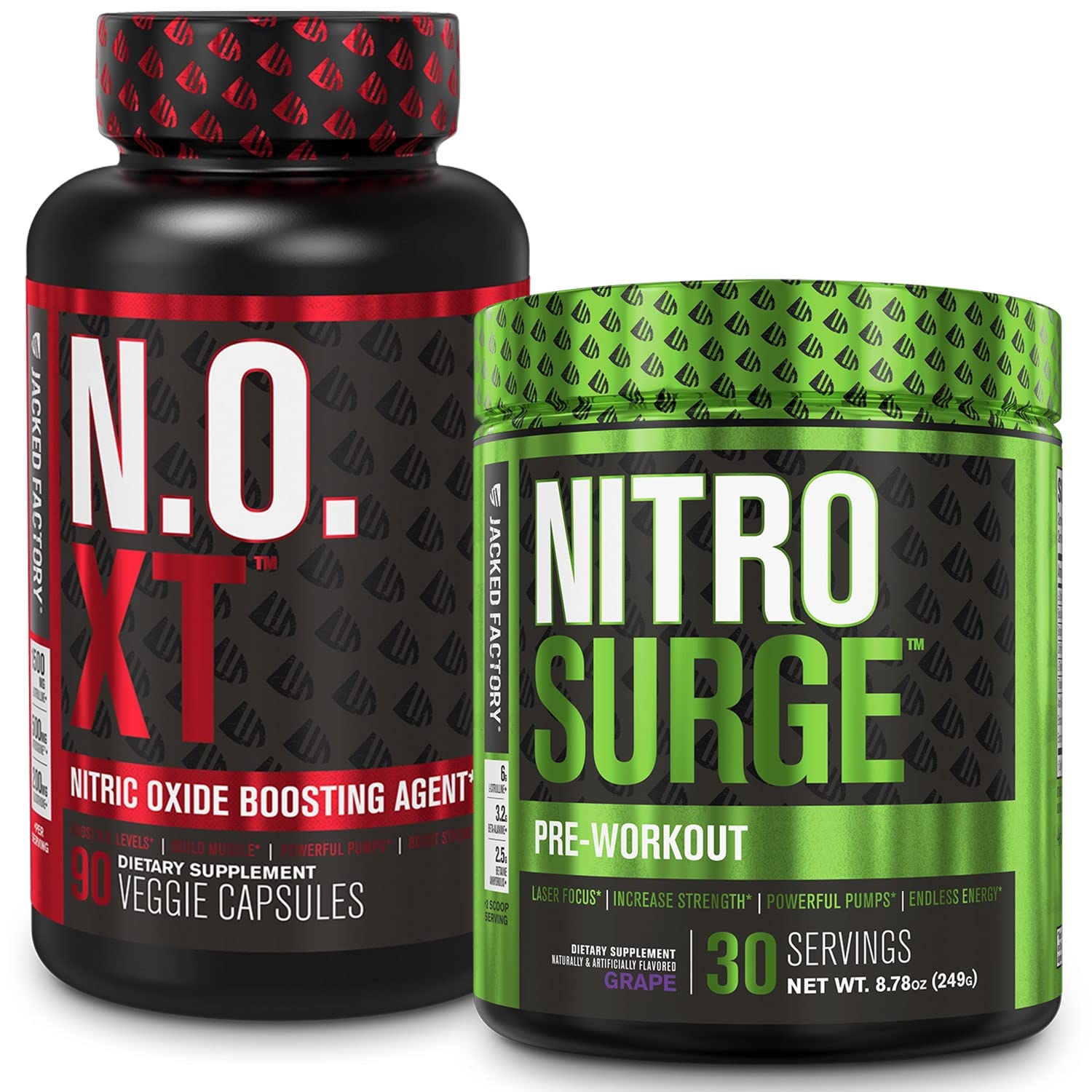 Jacked Factory Nitrosurge Pre-Workout in Grape & N.O. XT Nitric Oxide Booster for Men Jacked Factory uk supplements